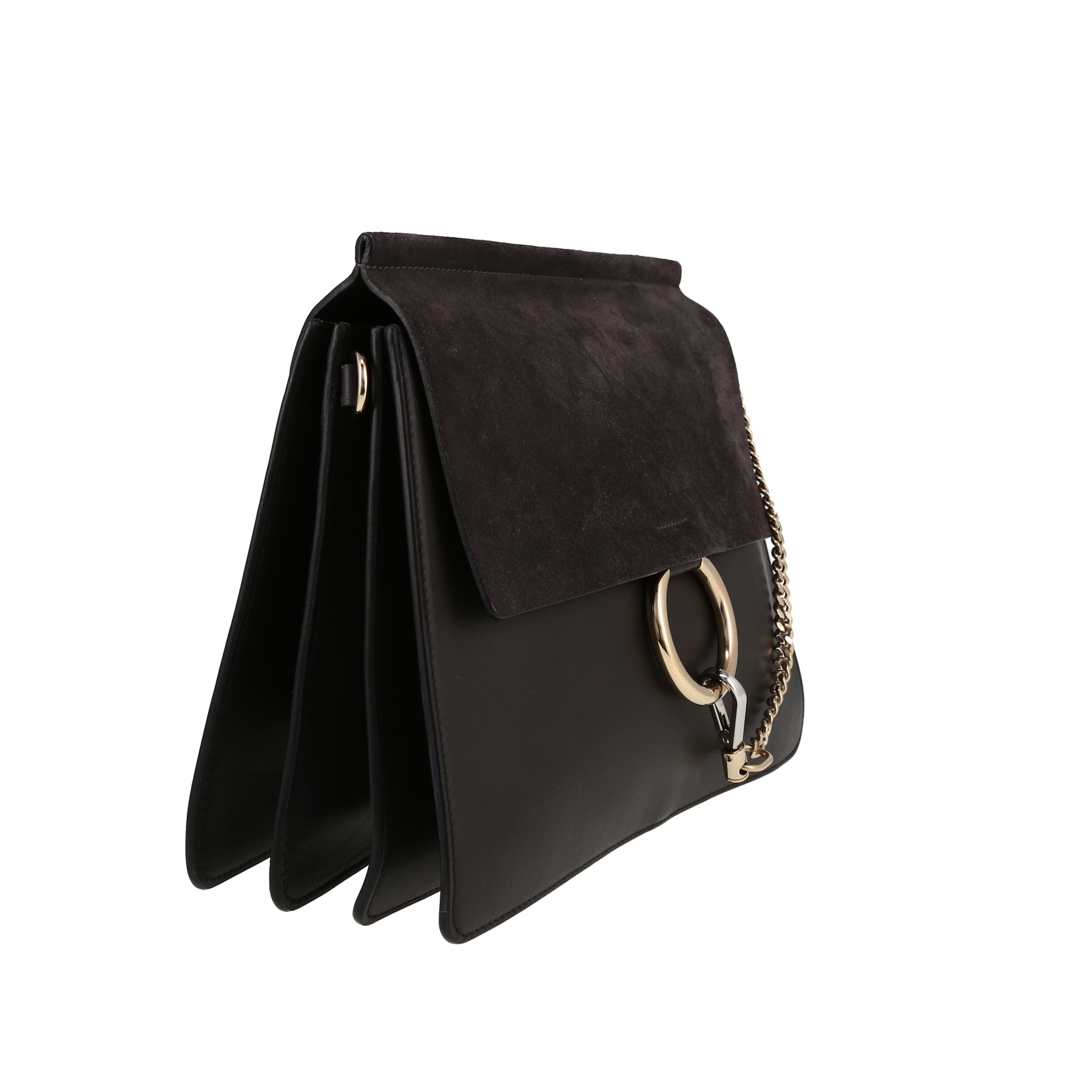 Chloé  Faye shoulder bag  in grey leather  and grey suede