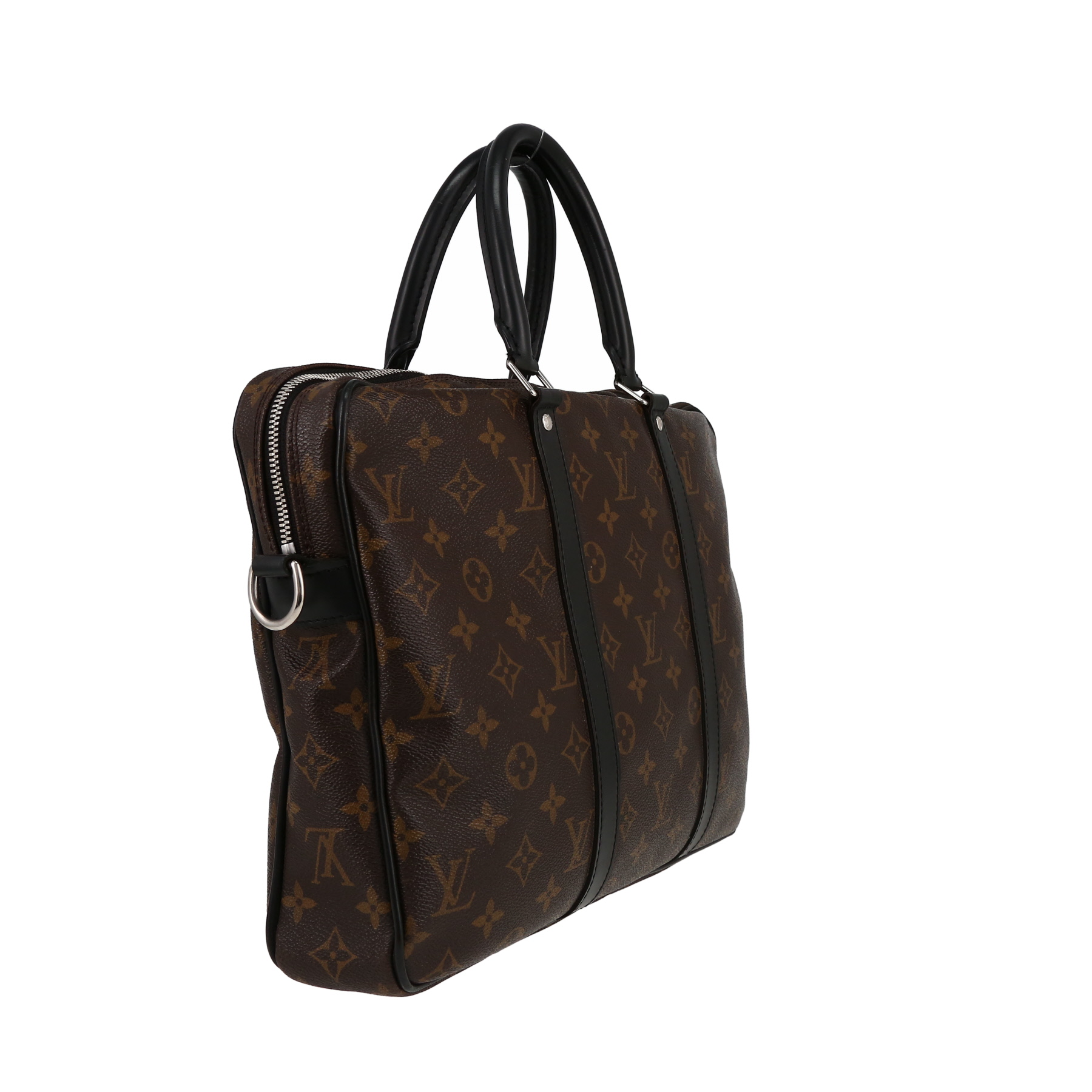 Louis Vuitton   briefcase  in brown monogram canvas Macassar  and black leather