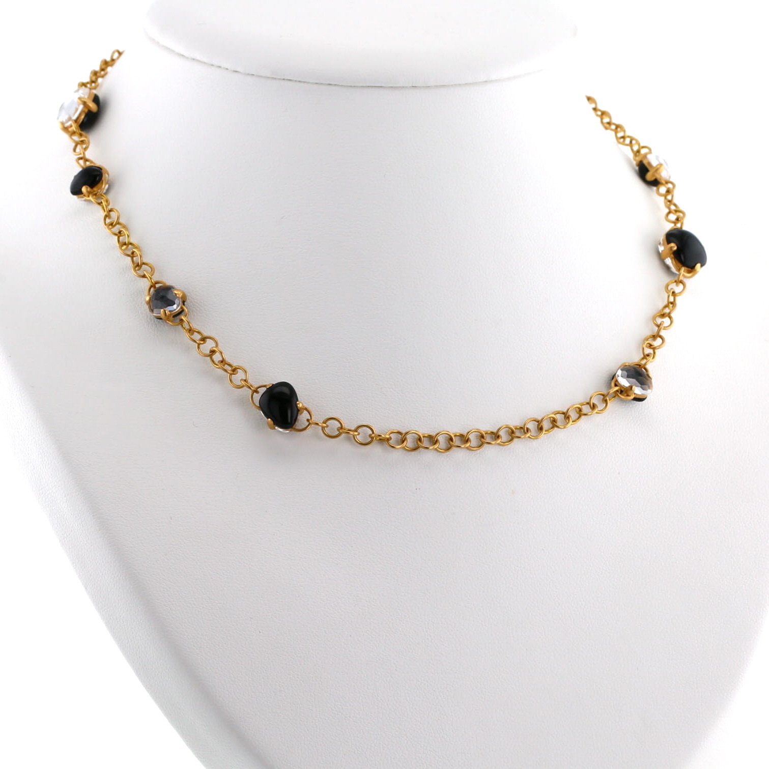Pomellato Capri necklace in pink gold, onyx and rock crystal