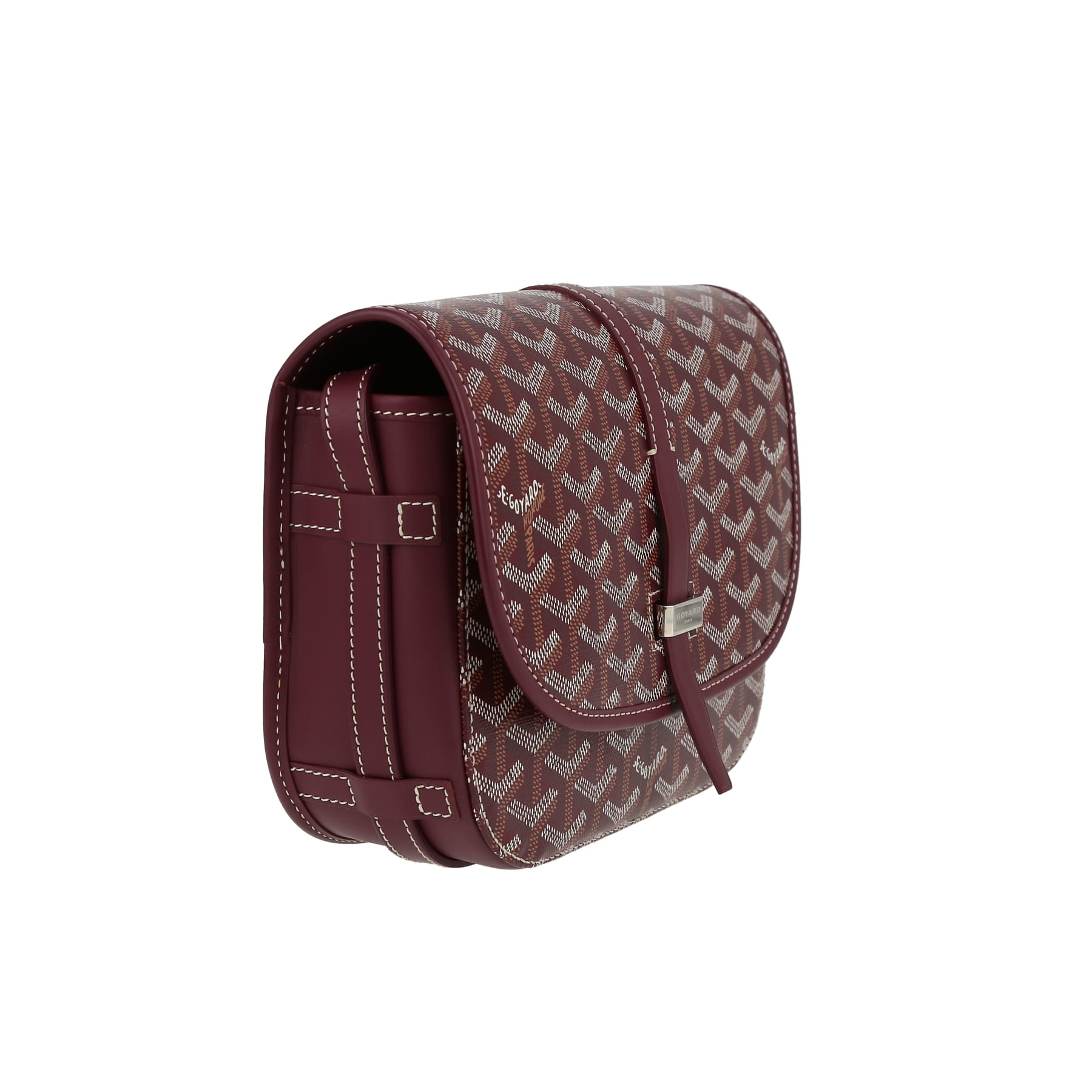 Sac bandoulière Goyard  Belvedère en toile Goyardine bordeaux et cuir bordeaux