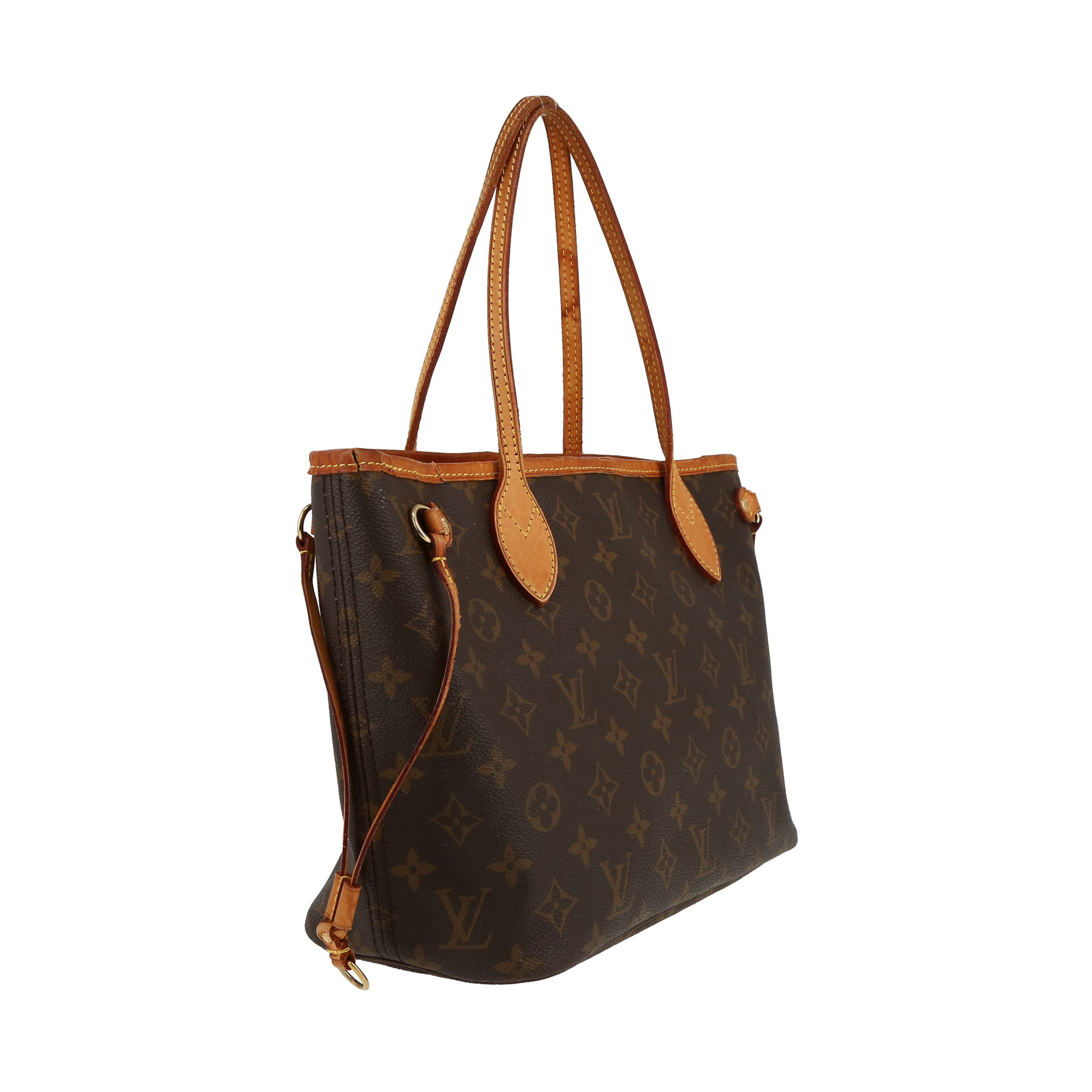 Sac cabas Louis Vuitton  Neverfull petit modèle  en toile monogram marron et cuir naturel