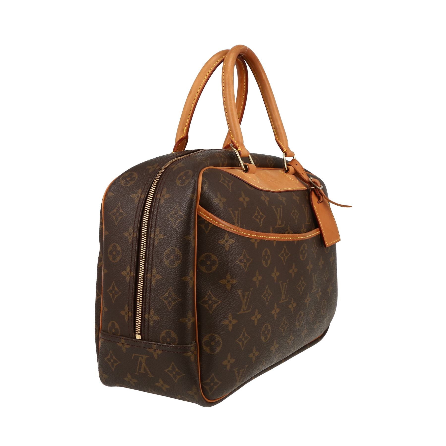 Louis Vuitton  Deauville handbag  in brown monogram canvas  and natural leather