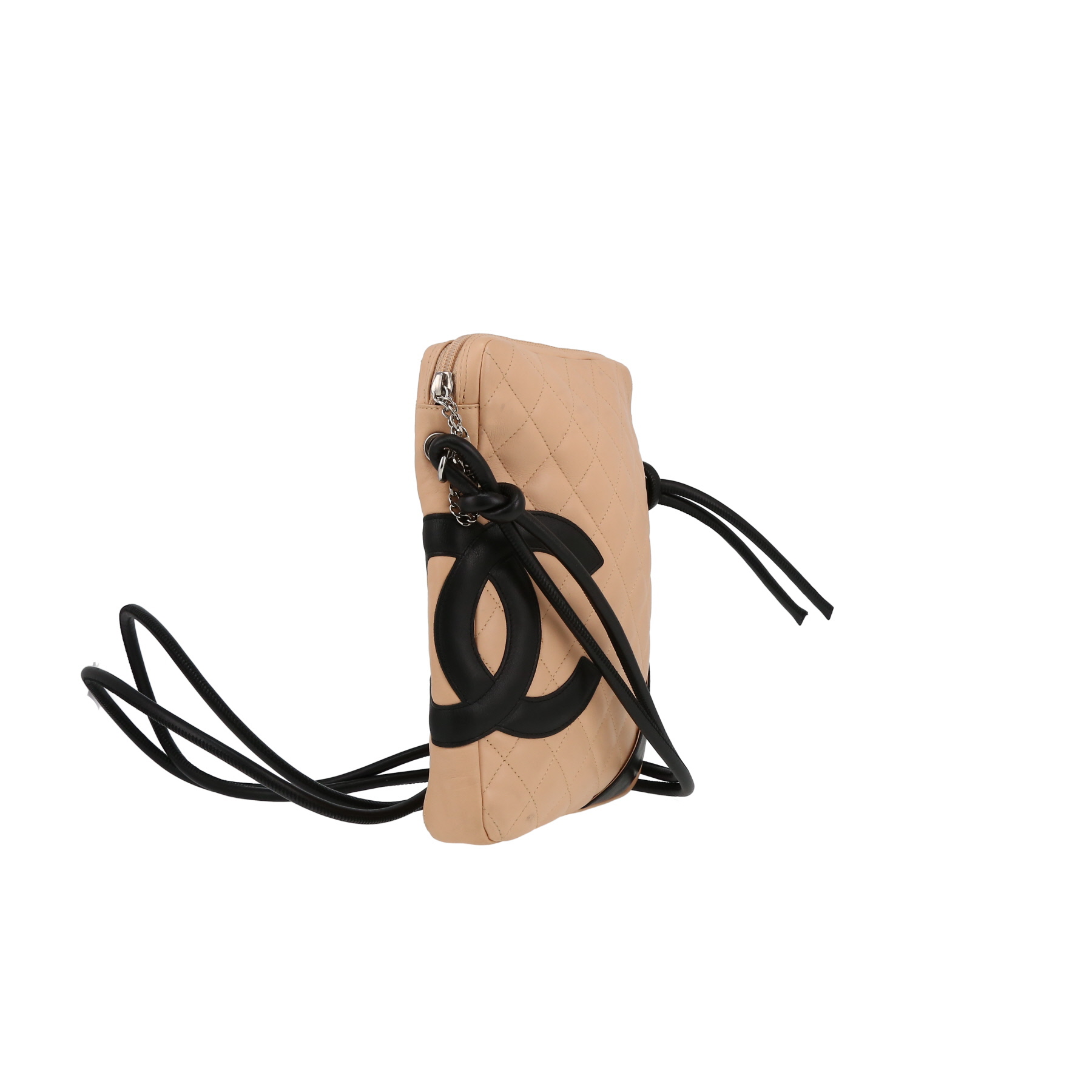 Bolso bandolera Chanel  Cambon en cuero acolchado beige y cuero negro
