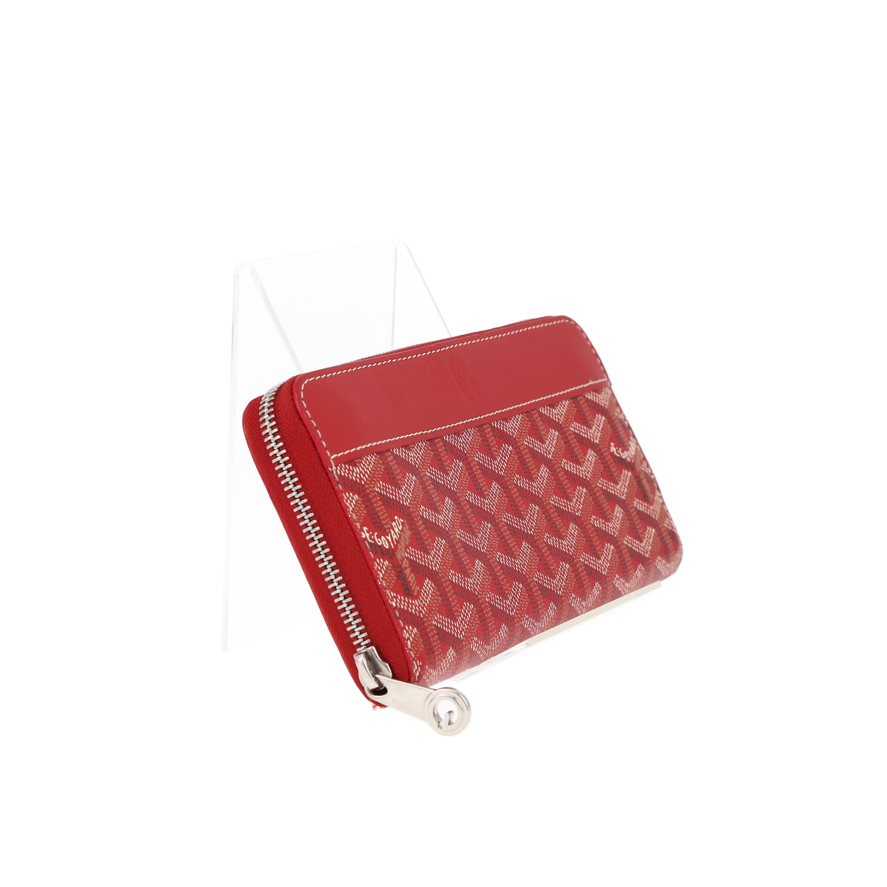 Goyard   wallet  in red Goyard canvas  and red leather