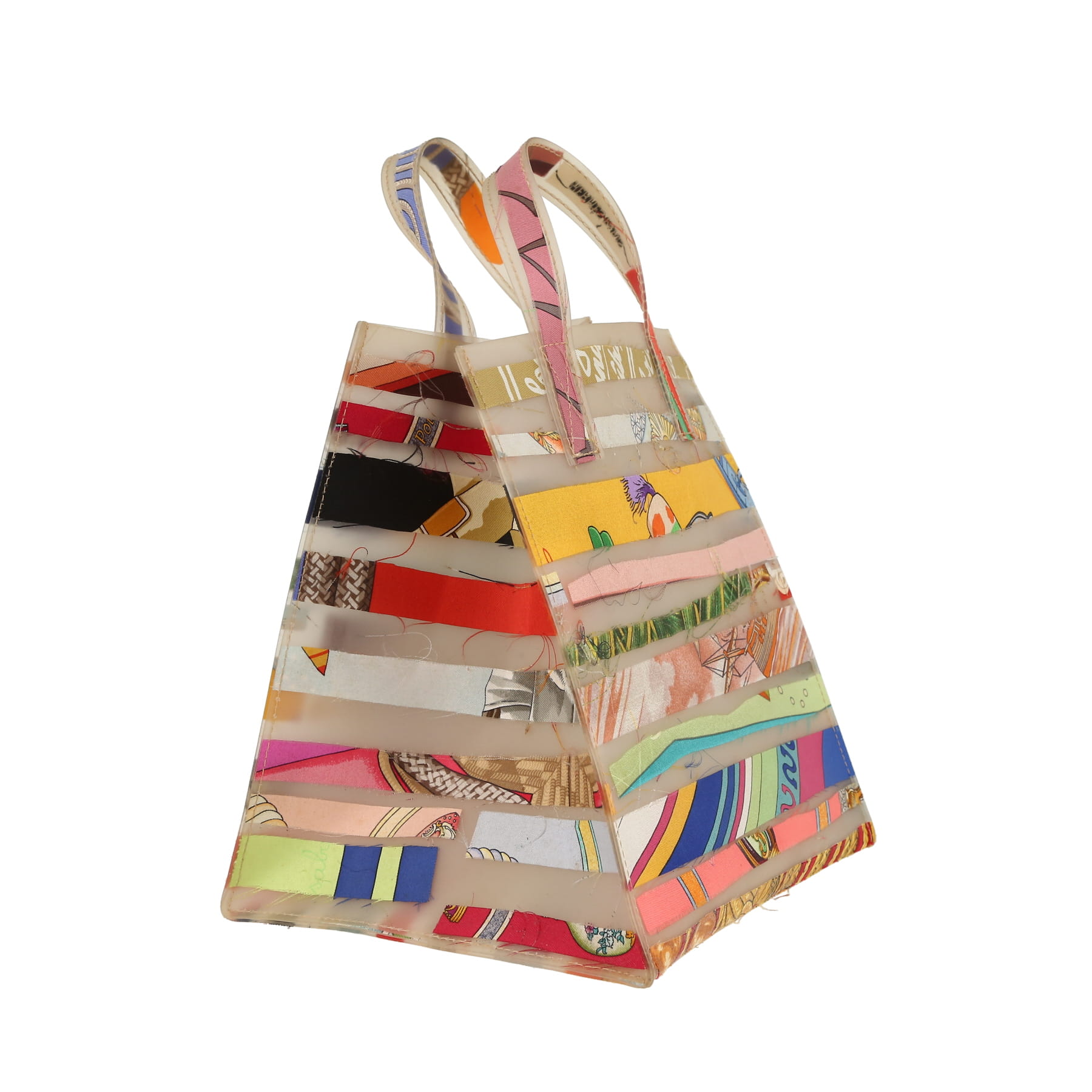 Sac à main Hermès  Cas du Sac petit modèle  en matière synthétique blanc-cassé et soie multicolore