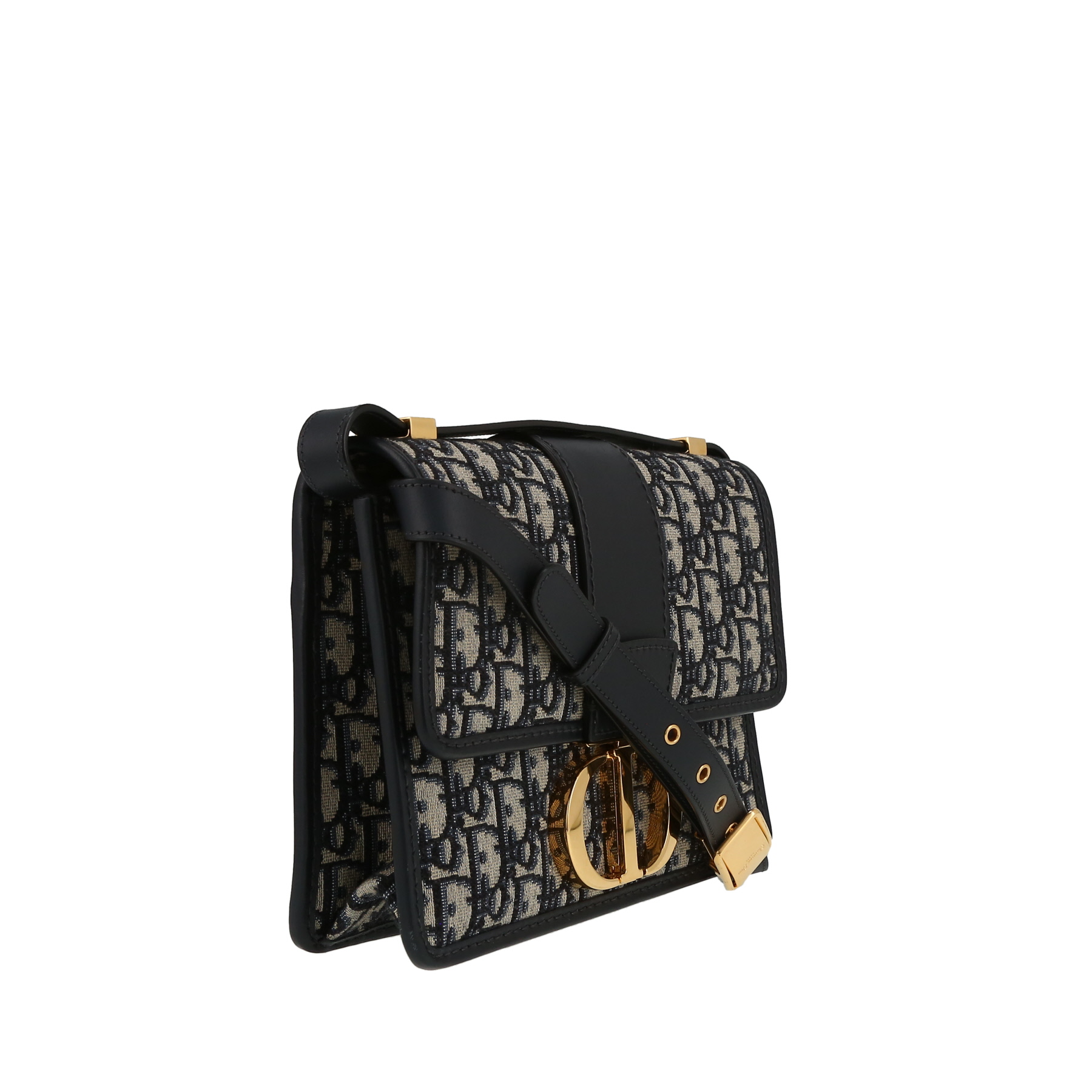 Sac à main Dior  30 Montaigne en toile monogram Oblique bleu-marine et cuir bleu-marine