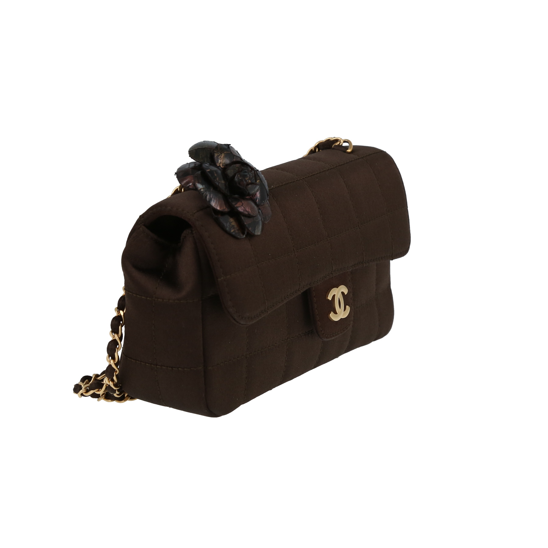 Sac bandoulière Chanel  Choco bar en satin marron
