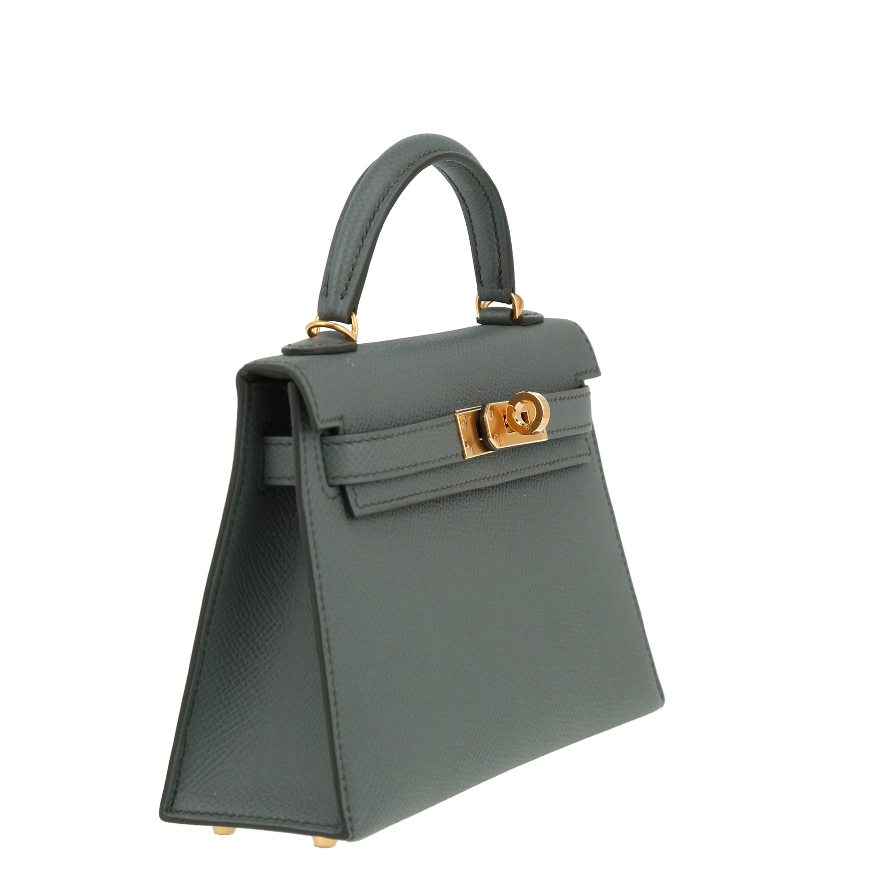 Borsa Hermès  Kelly 20 cm in pelle Epsom grigia stagna