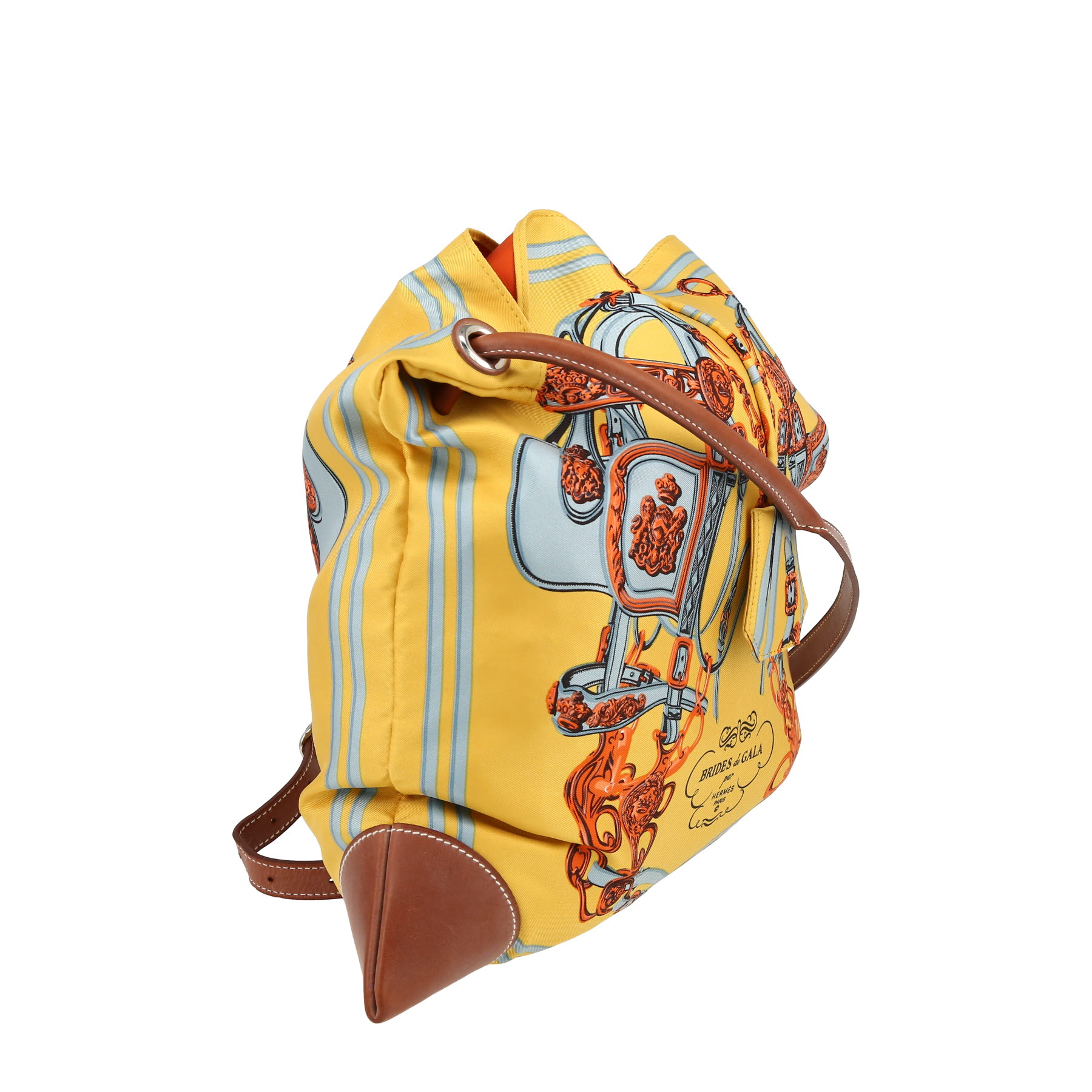 Bolso bandolera Hermès  Silk City en seda amarilla y cuero Barenia