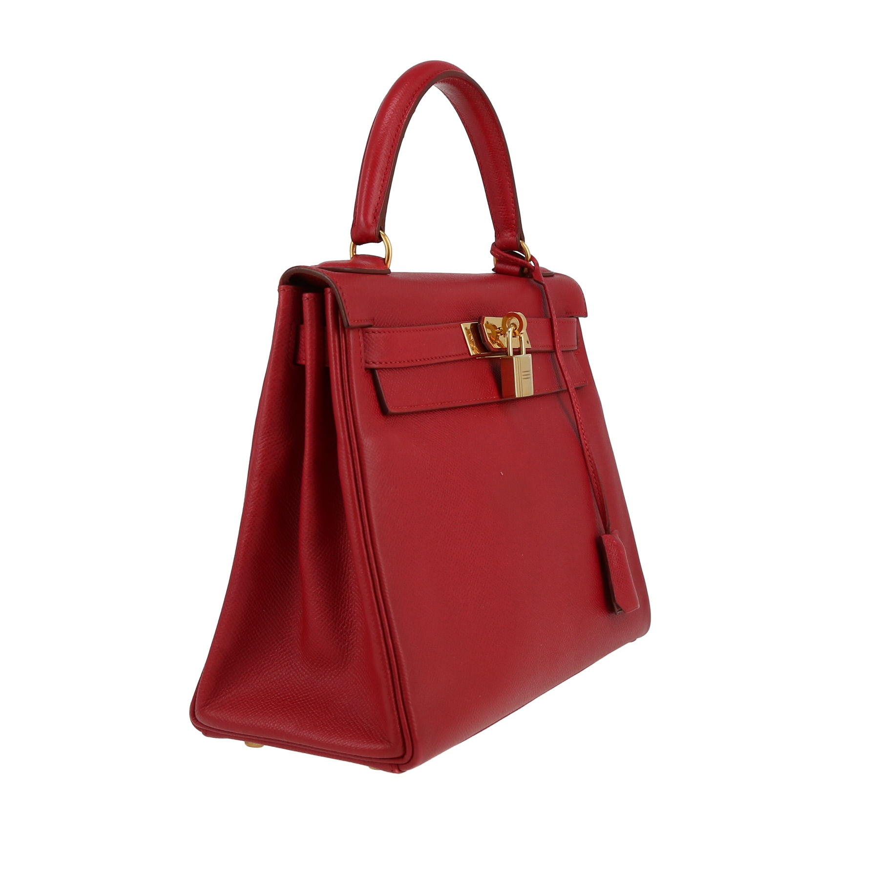 Borsa Hermès  Kelly 28 cm in pelle Courchevel rossa
