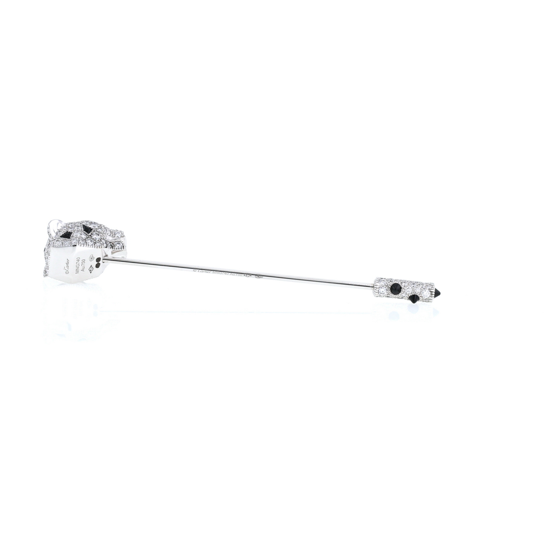 Cartier Panthère tie pin in white gold, diamonds and onyx