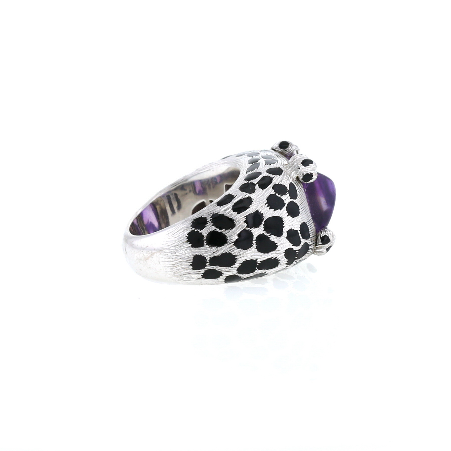 Anello Dior  in oro bianco, ametista e smalto