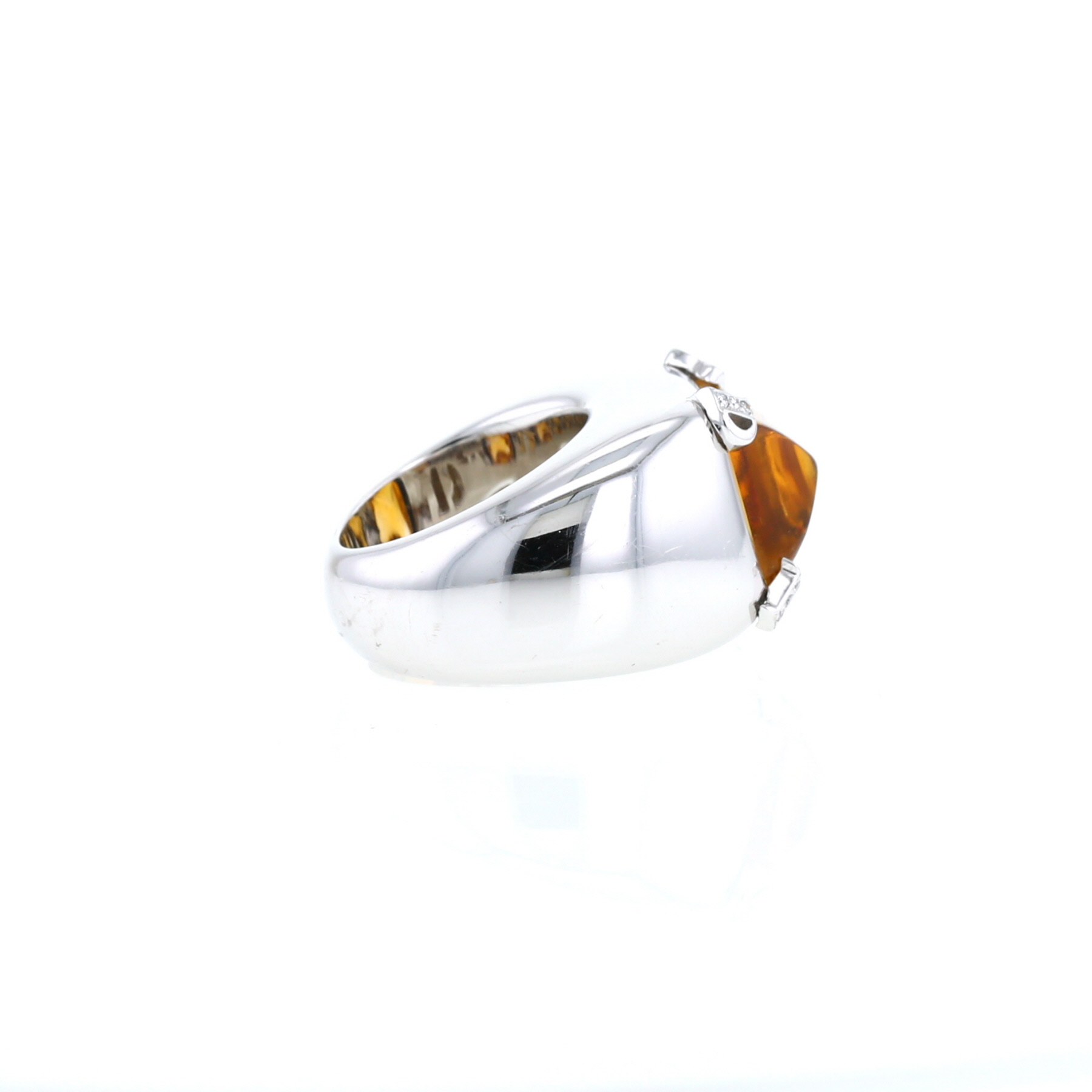 Anello Dior  in oro bianco, quarzo citrino e diamanti