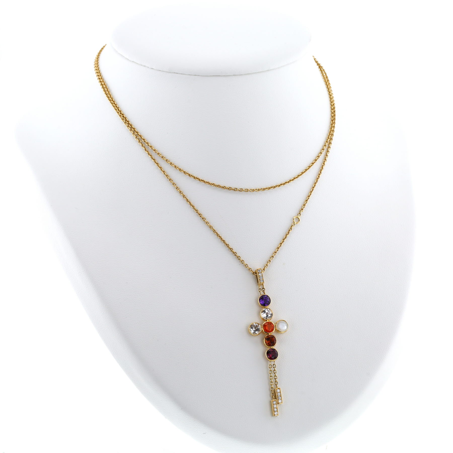 Chaumet Amour necklace in yellow gold, colored stones and diamonds