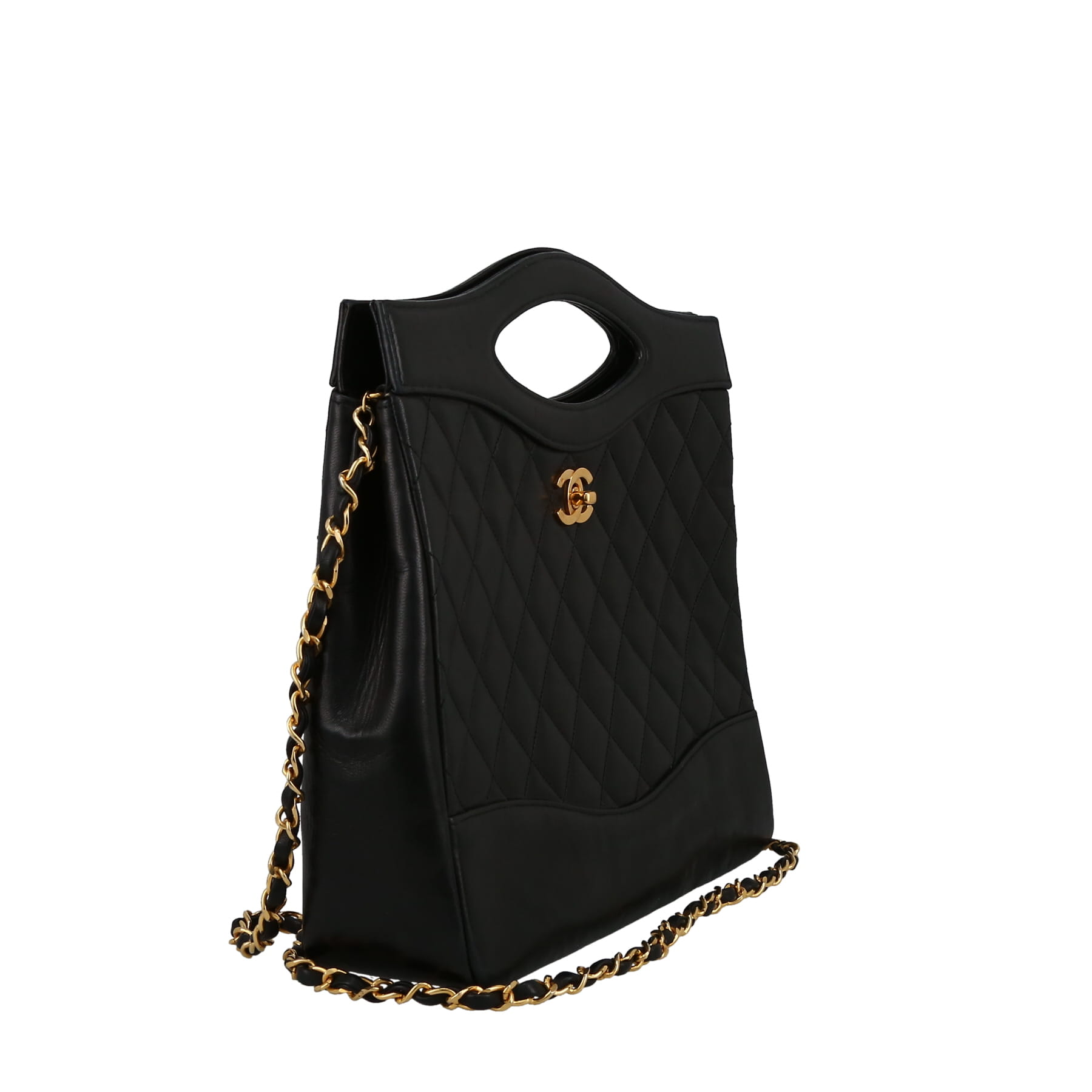 Chanel  31 handbag  in black quilted leather