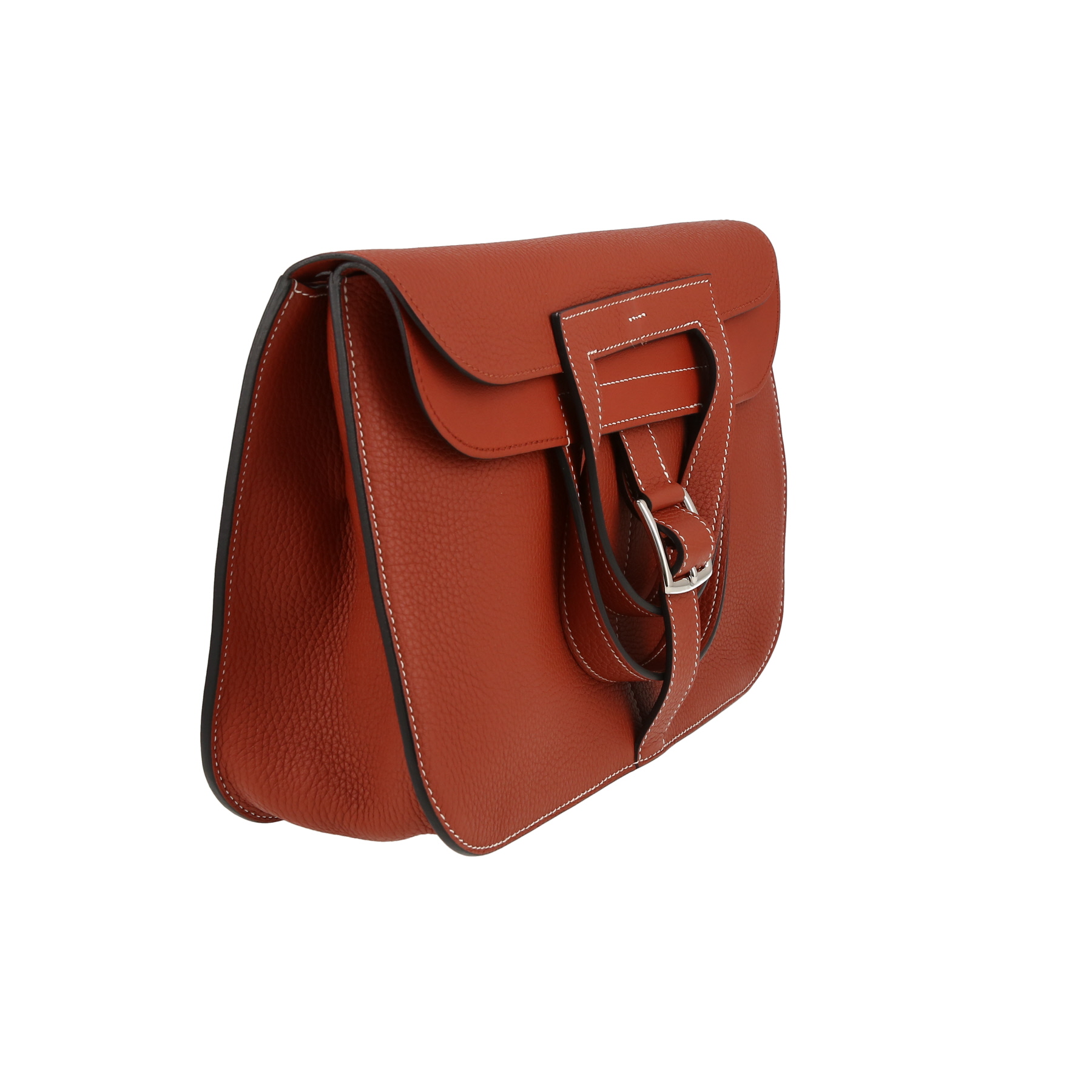 Hermès  Halzan shoulder bag  in Cuivre leather taurillon clémence