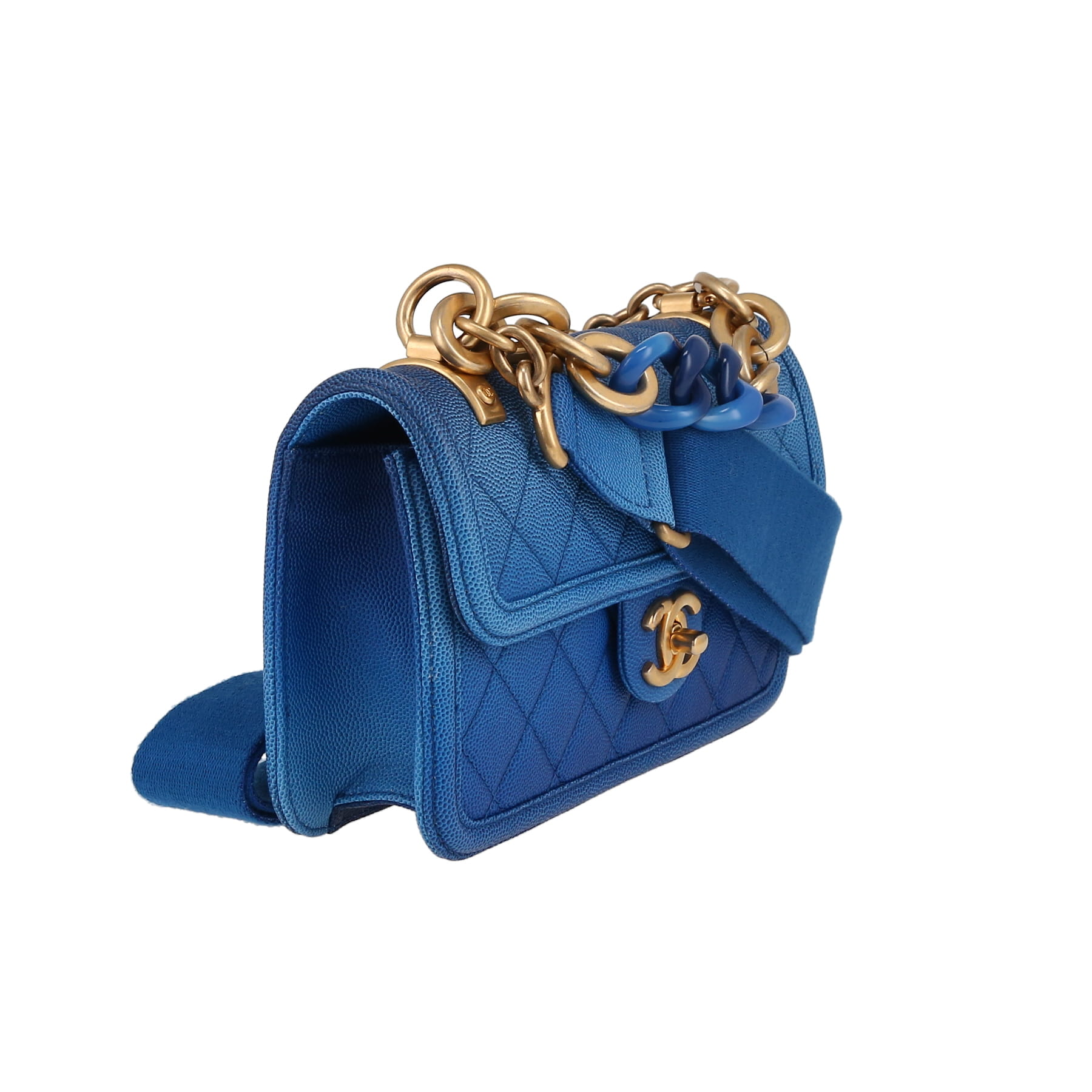 Chanel  Sunset on the Sea shoulder bag  in blue grained leather