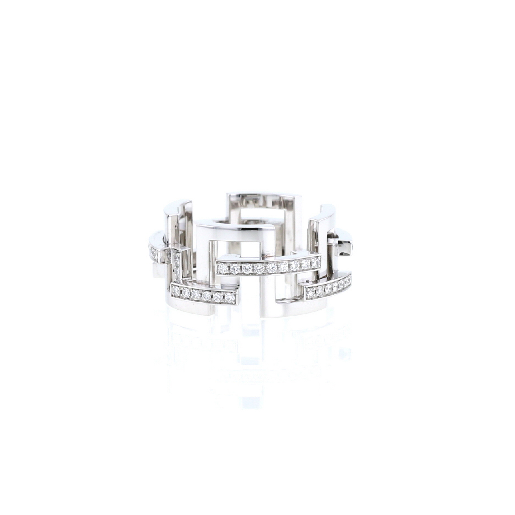 Sortija semiarticulada Mellerio Graphic de oro blanco y diamantes