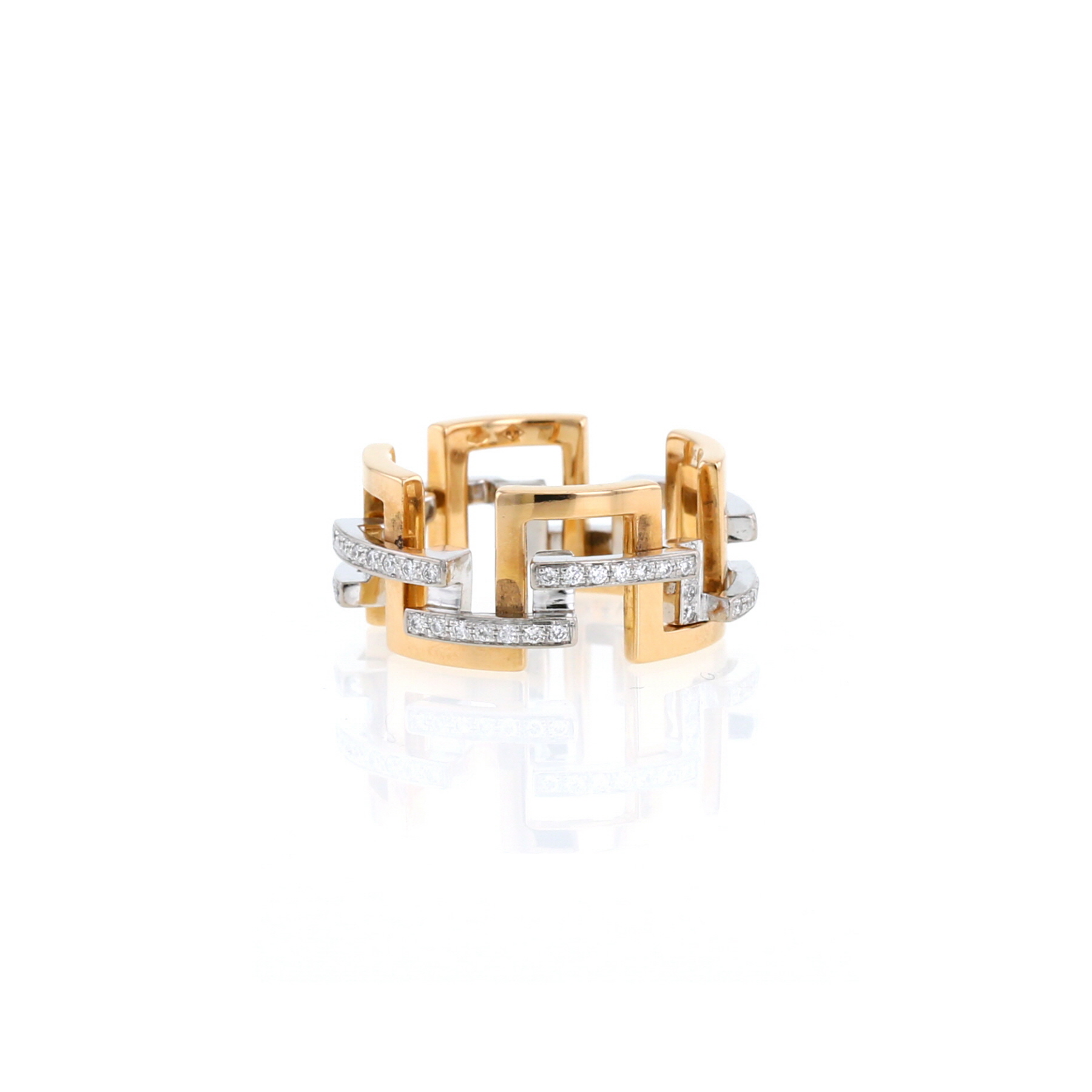 Half-articulated Mellerio Graphic ring in pink gold, white gold and diamonds Half-articulated Mellerio Graphic ring in pink gold, white gold and diamonds