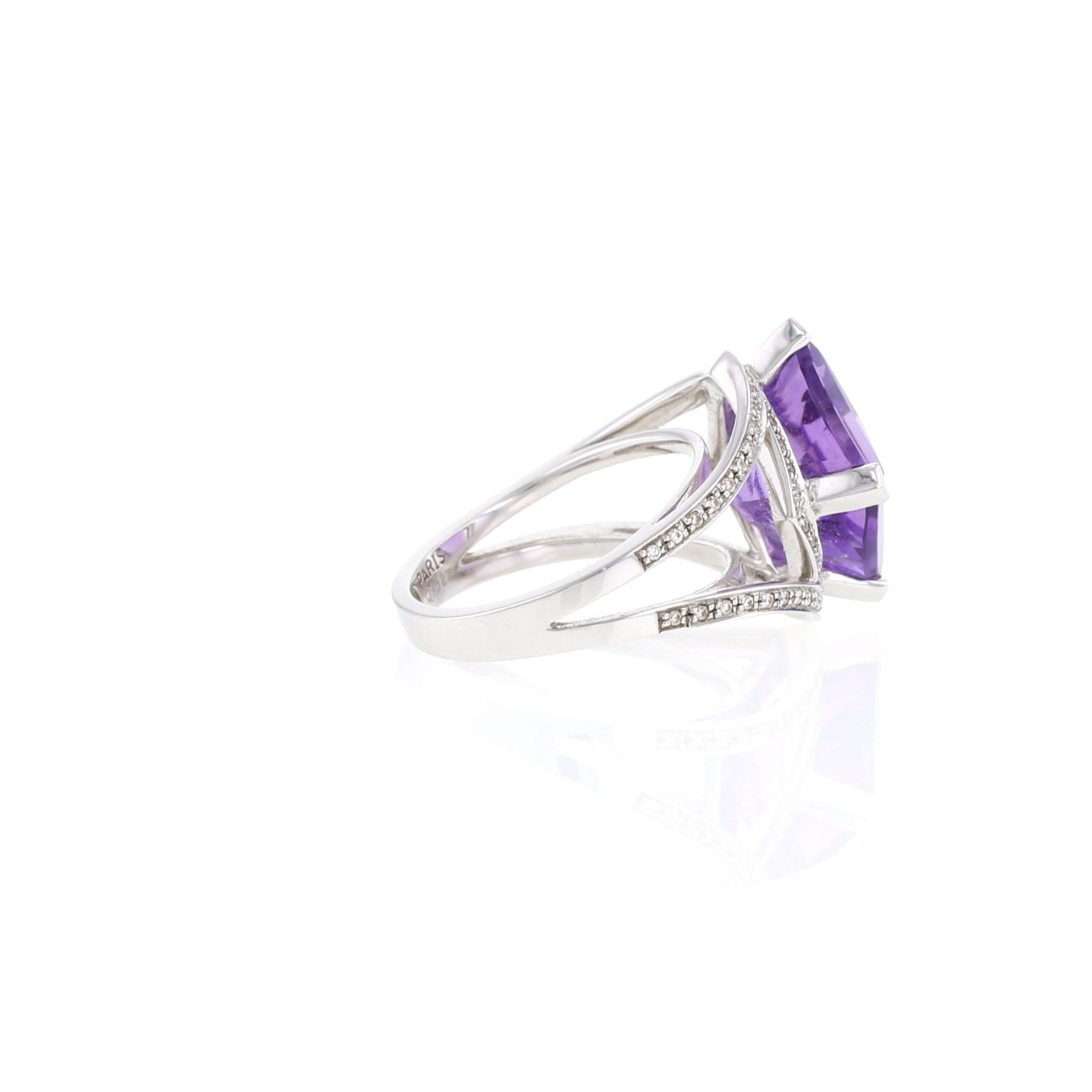 Mauboussin Fou de Toi ring in white gold, diamonds and amethyst