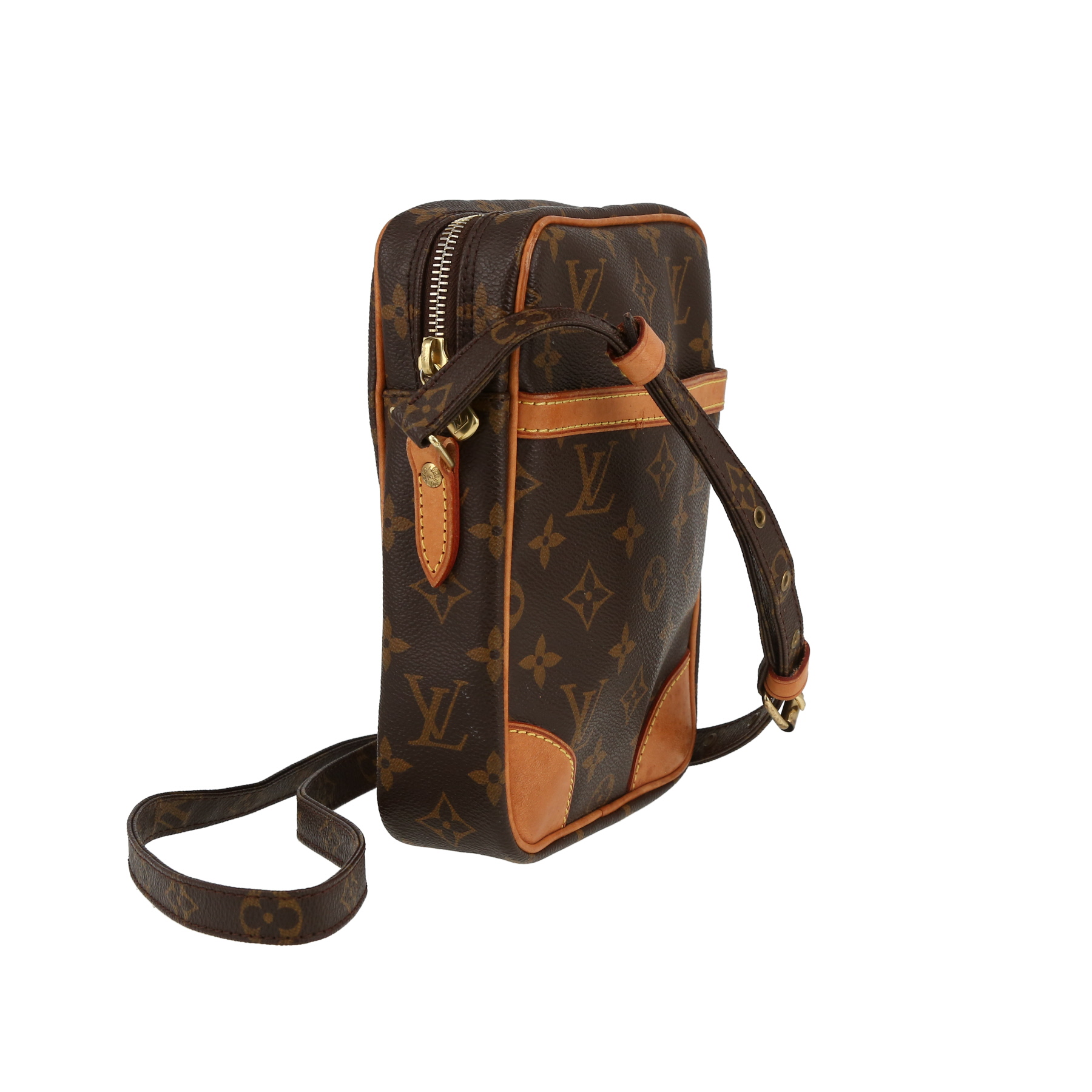 Louis Vuitton  Danube	 shoulder bag  in brown monogram canvas  and natural leather