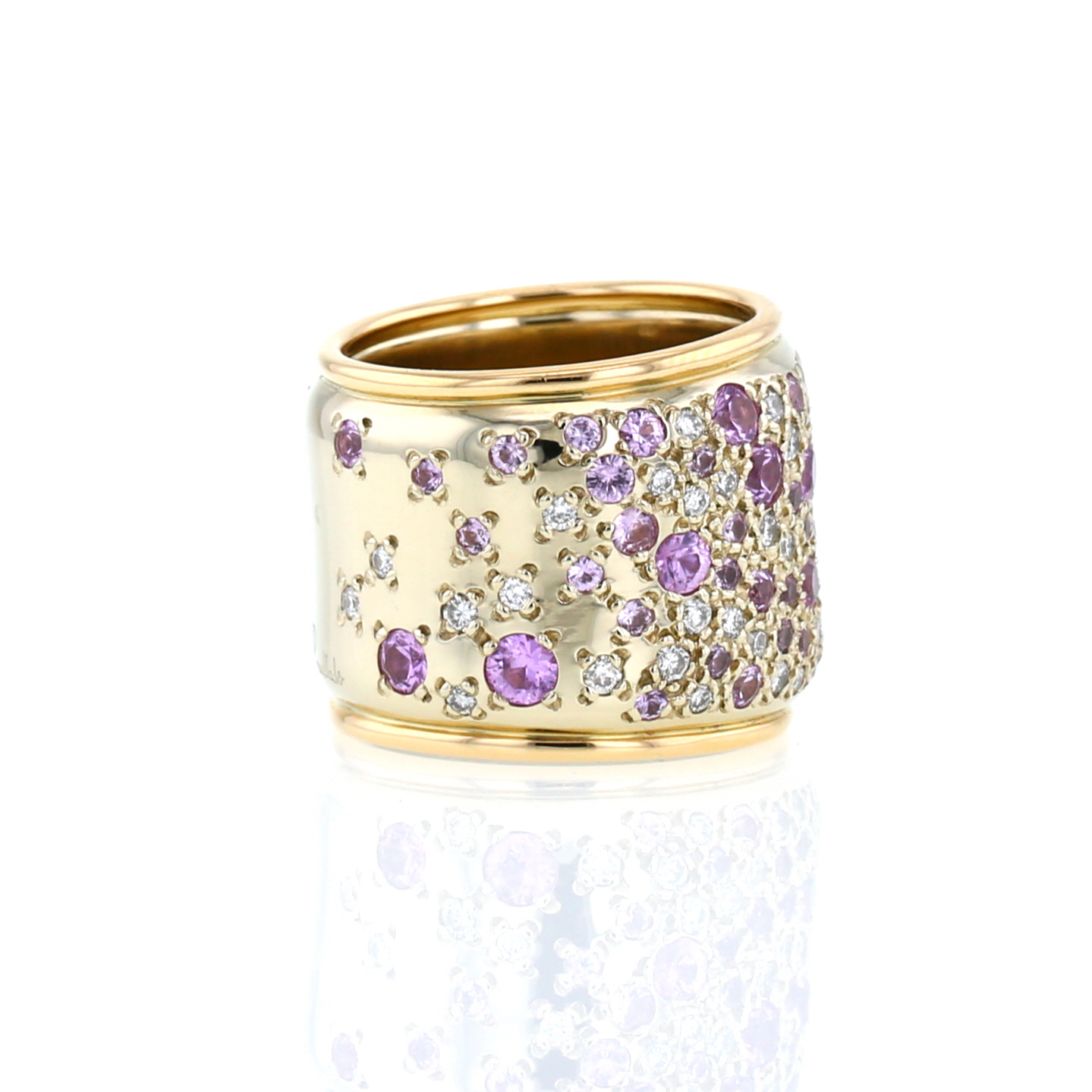 Anello Pomellato Sabbia in oro rosa,  zaffiri rosa e diamanti