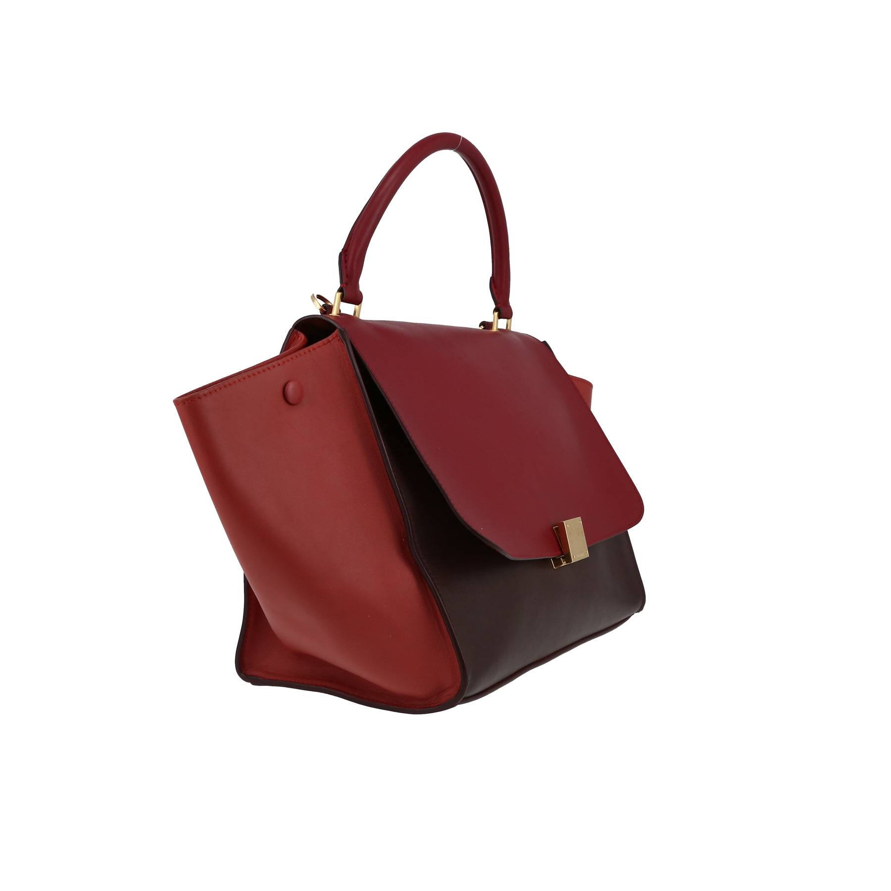 Bolso de mano Celine  Trapeze en ante rojo y cuero color burdeos