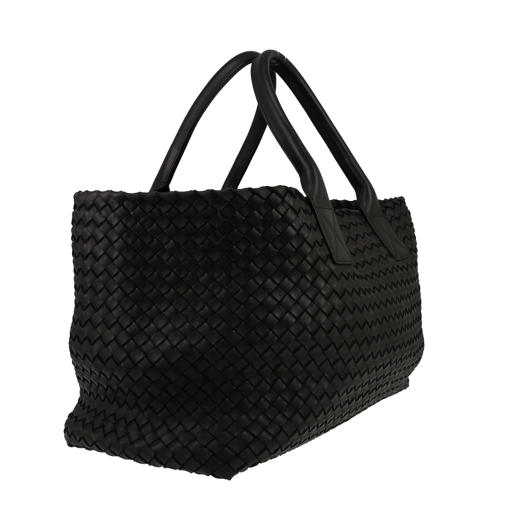 Shopping bag Bottega Veneta  Cabat in pelle intrecciata nera