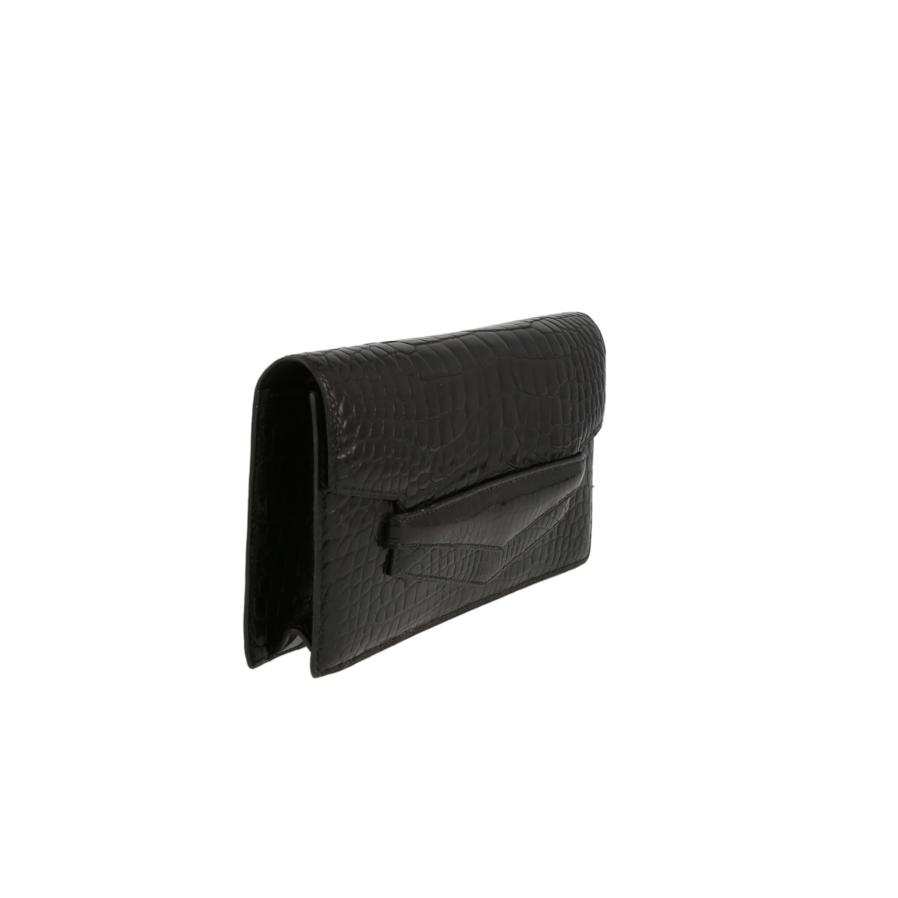 Pochette Hermès  Faco in alligatore nero