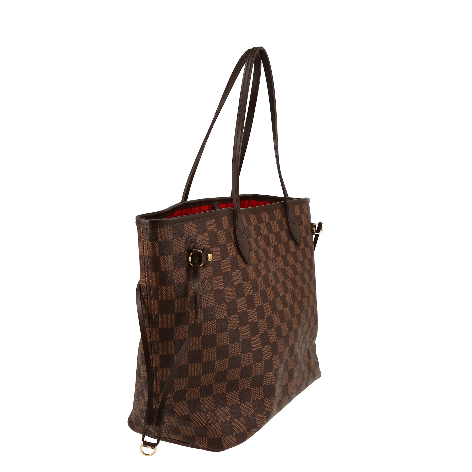 Louis Vuitton  Neverfull shopping bag  in ebene damier canvas  and brown leather