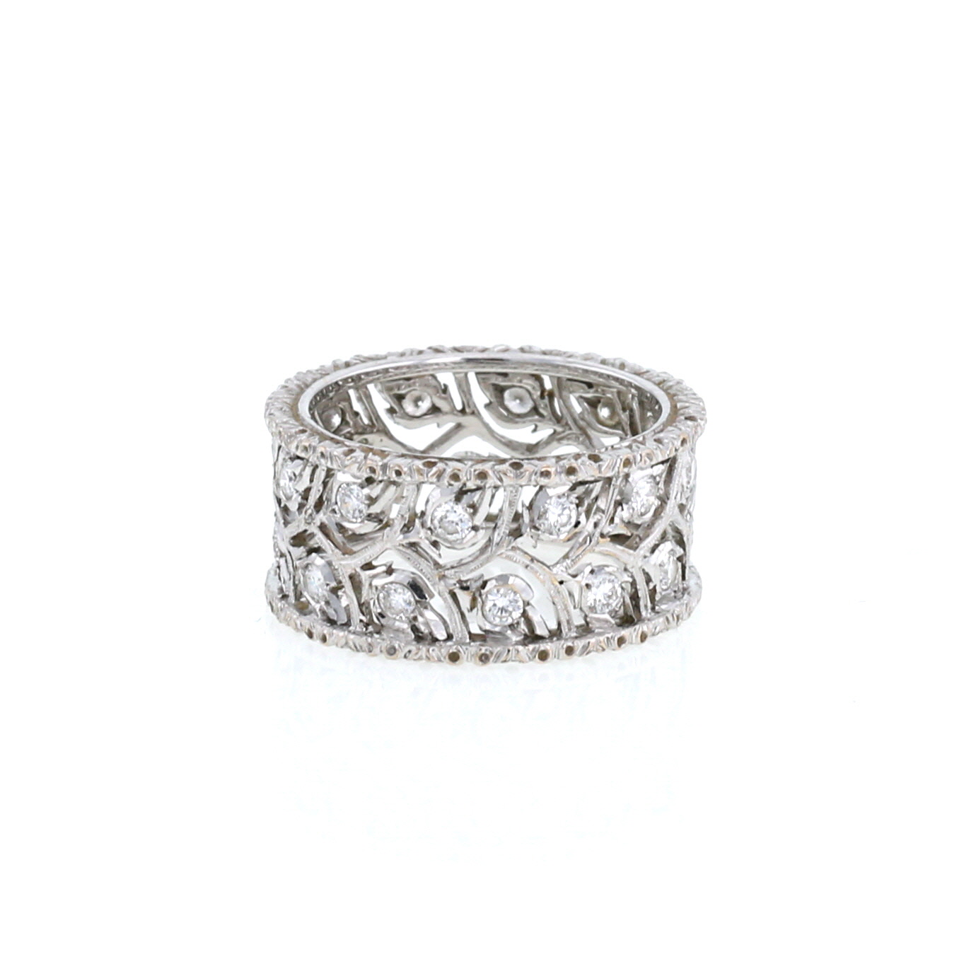 Bague bandeau Buccellati Eternelle Ramage en or blanc et diamants