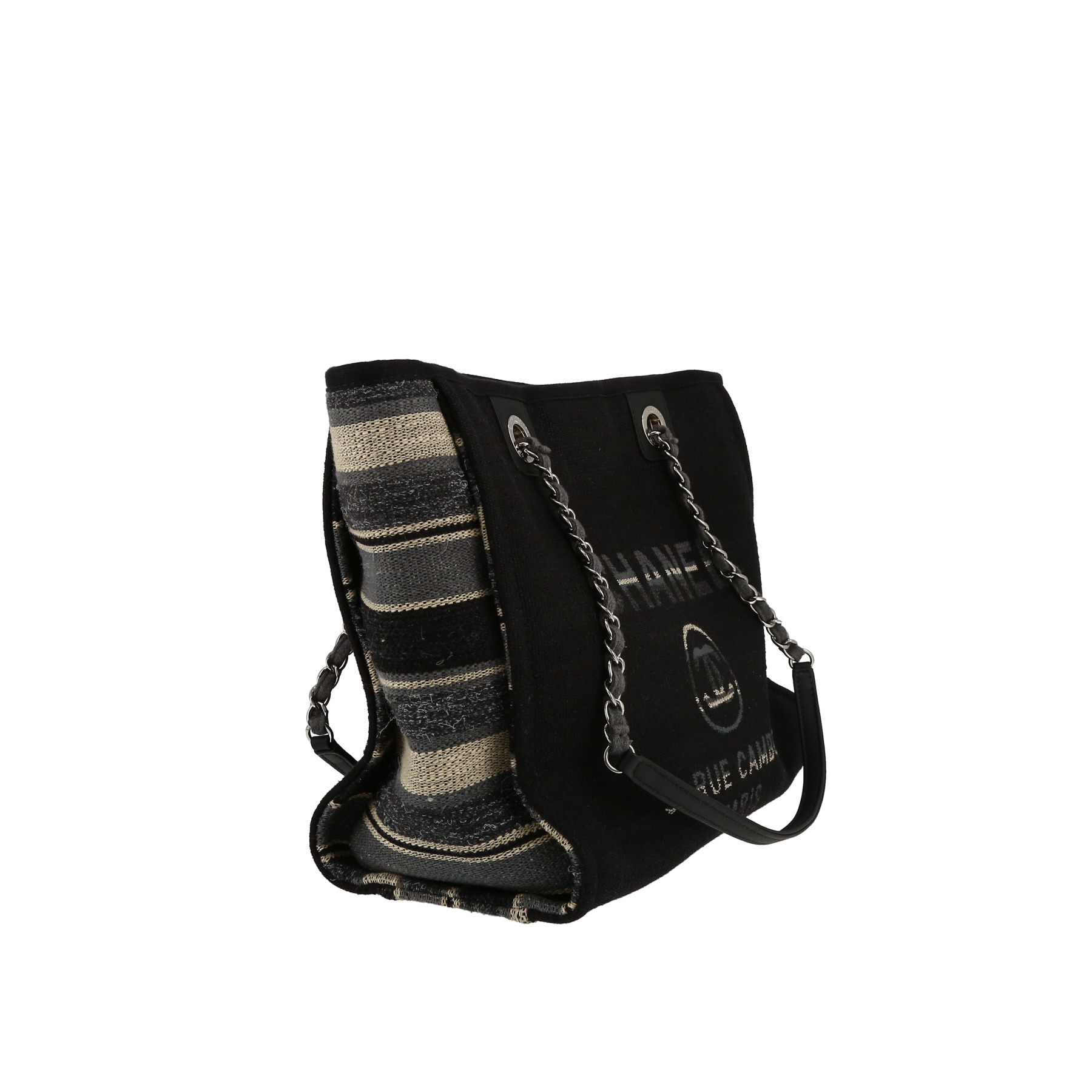 Chanel  Deauville shopping bag  in black and grey canvas