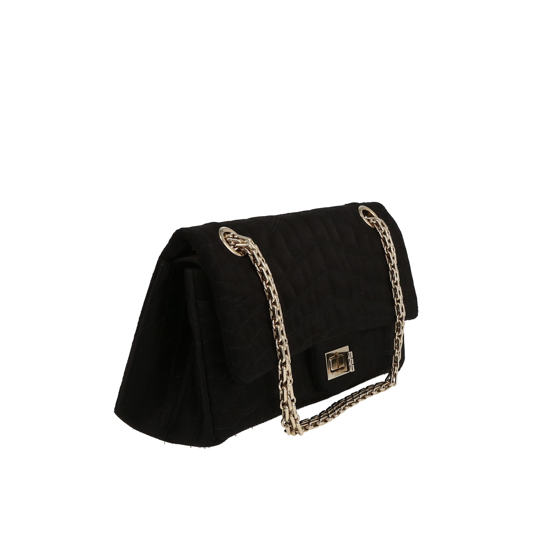 Borsa a tracolla Chanel 2.55 in raso nero