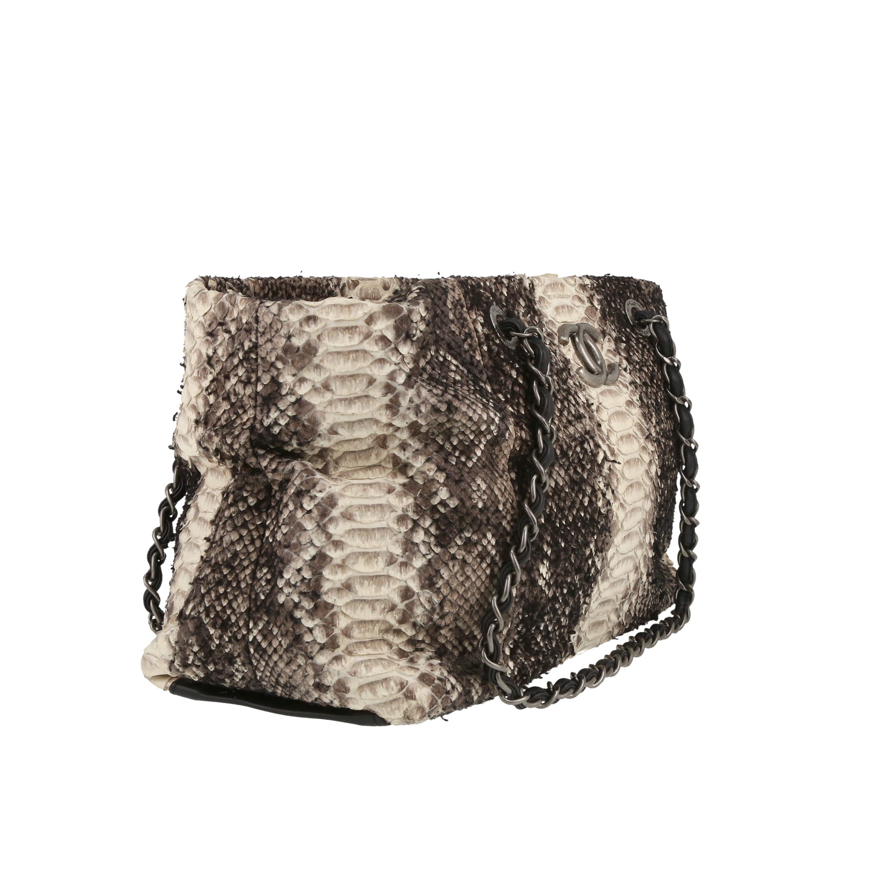 Chanel  Petit Shopping shopping bag  in beige and black shading  python