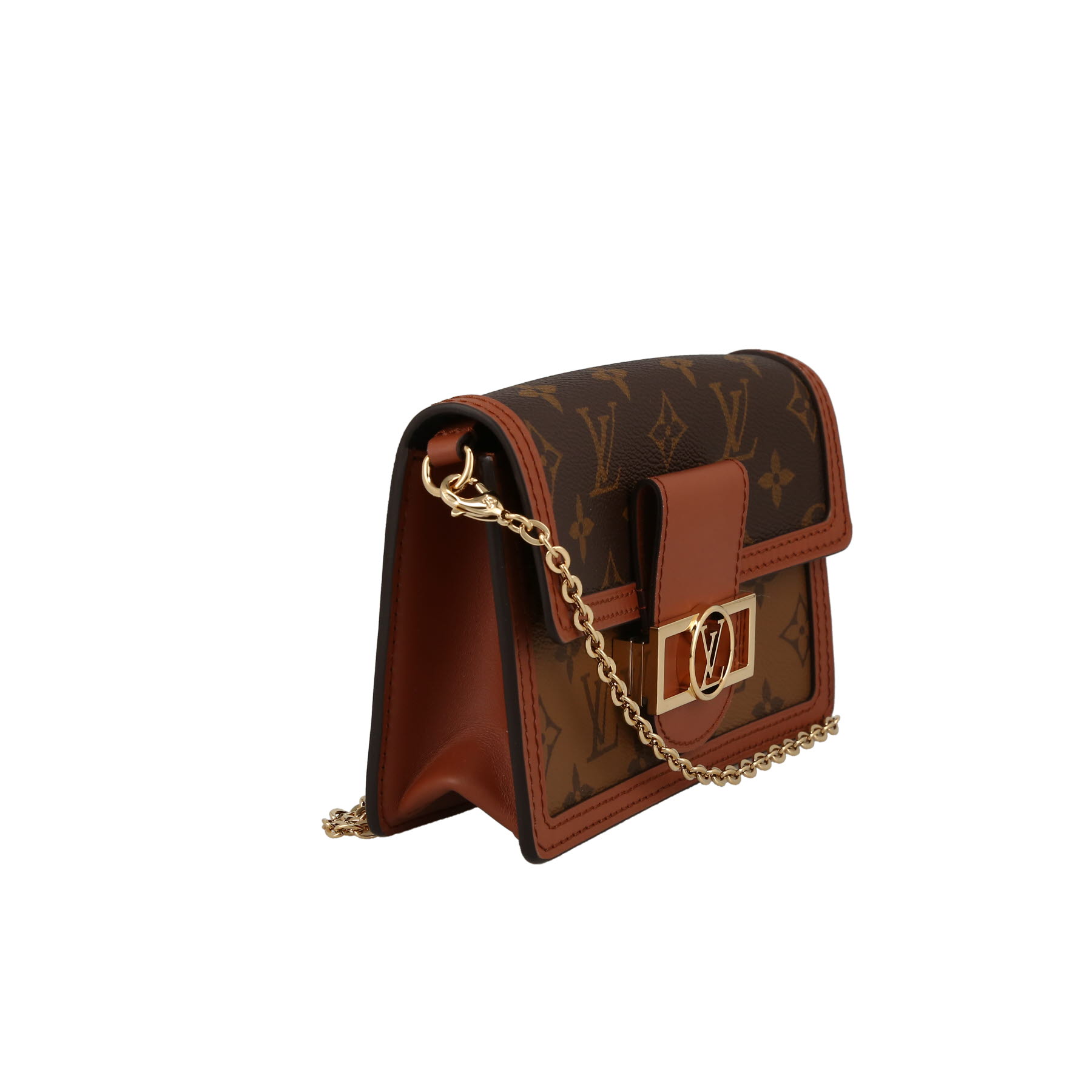 Sac bandoulière Louis Vuitton  Dauphine mini  en toile monogram enduite et cuir marron