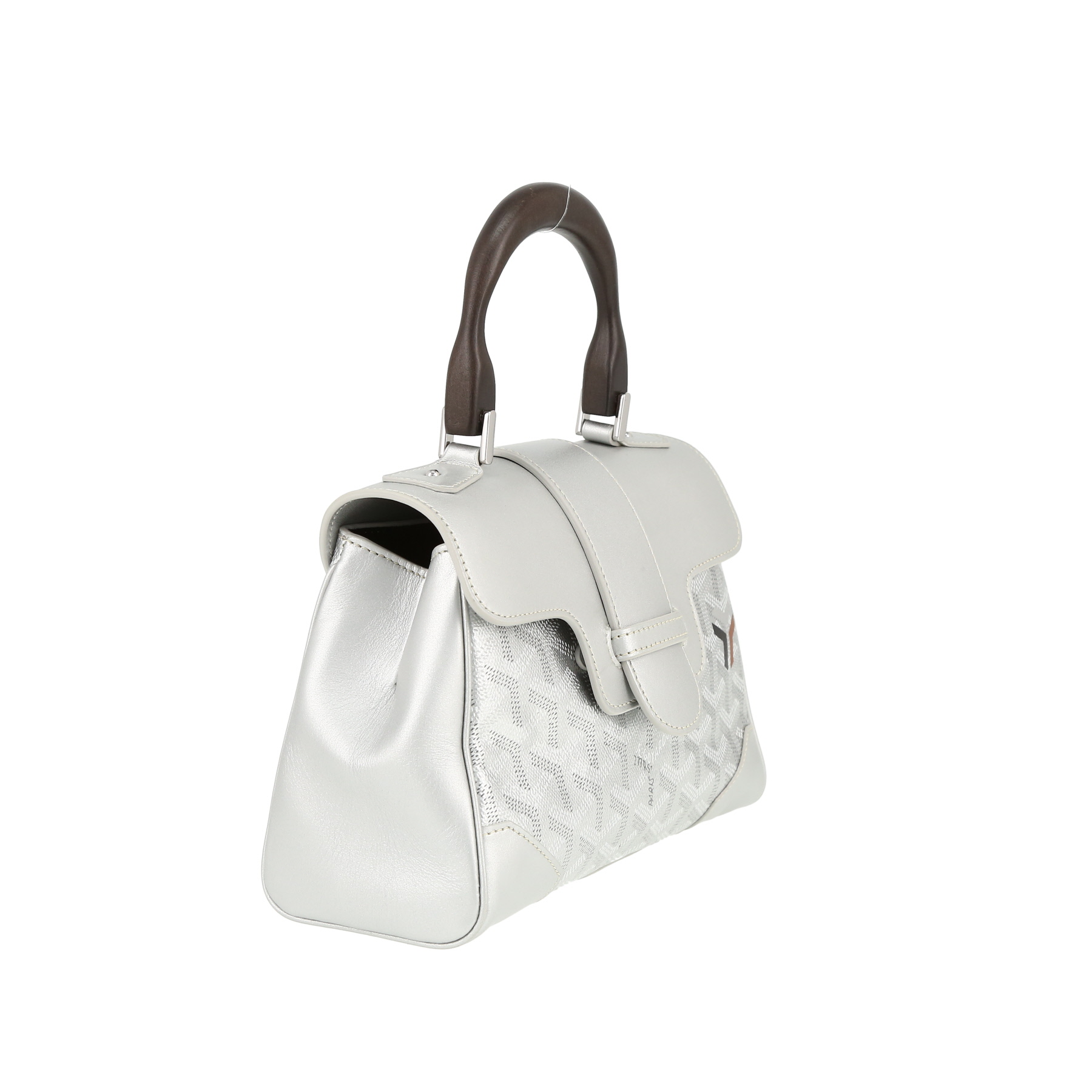 Goyard  Saigon handbag  in silver Goyard canvas  and silver leather