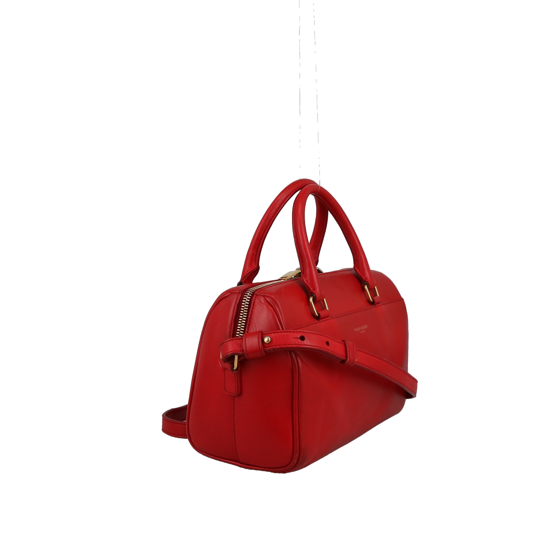 Sac à main Saint Laurent  Baby Duffle en cuir rouge