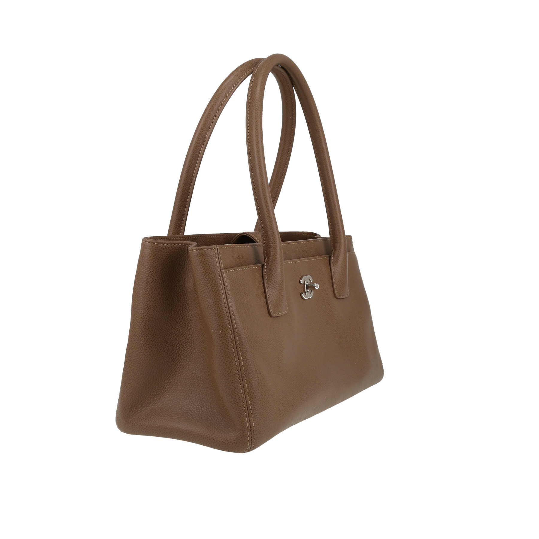 Bolso de mano Chanel   en cuero granulado color topo