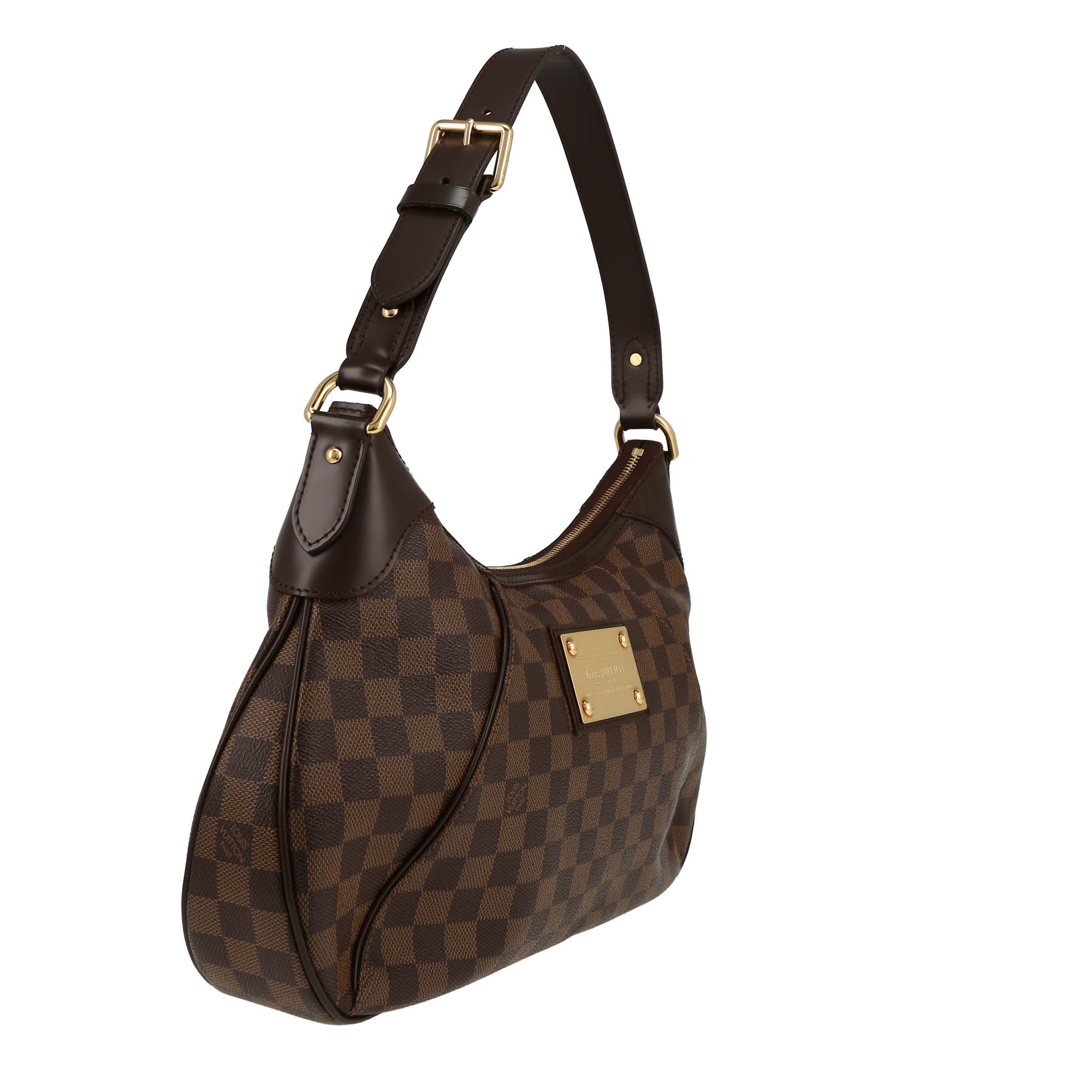 Sac à main Louis Vuitton  Thames en toile damier ébène et cuir glacé marron
