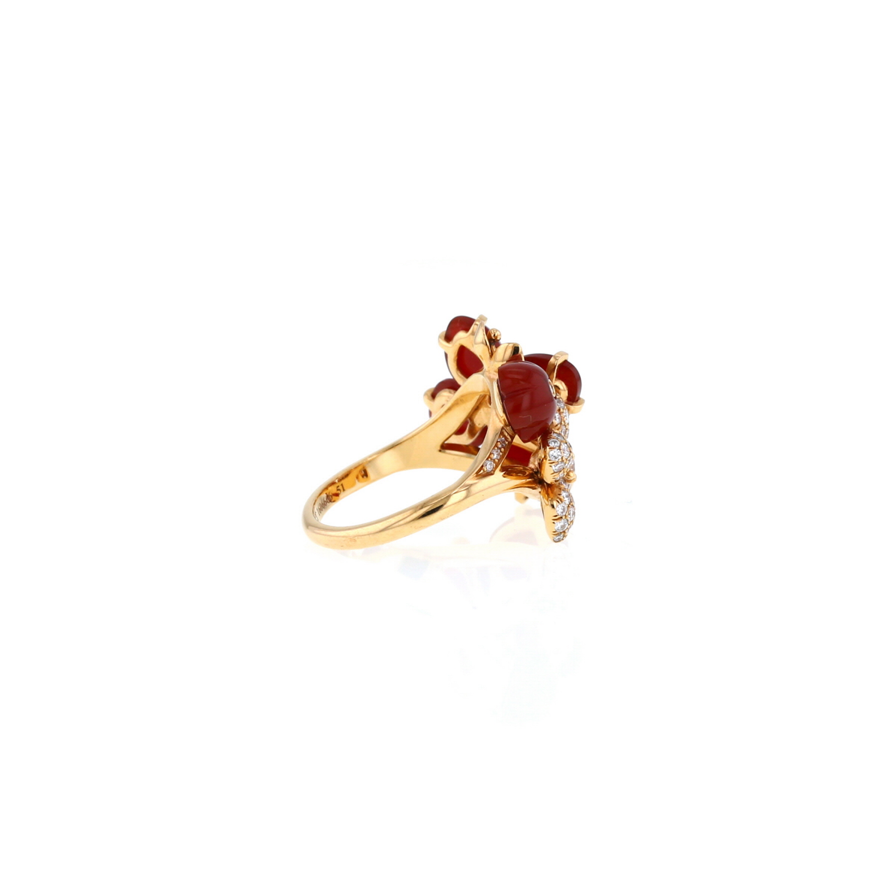 Anello Chaumet Hortensia in oro rosa, corniola e diamanti