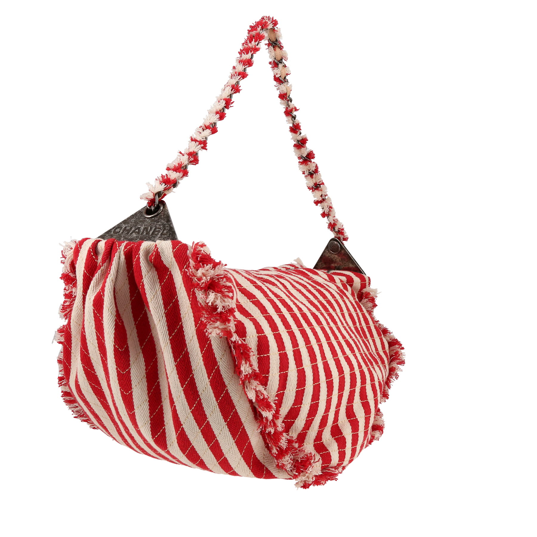 Borsa Chanel   in tela rossa e bianca
