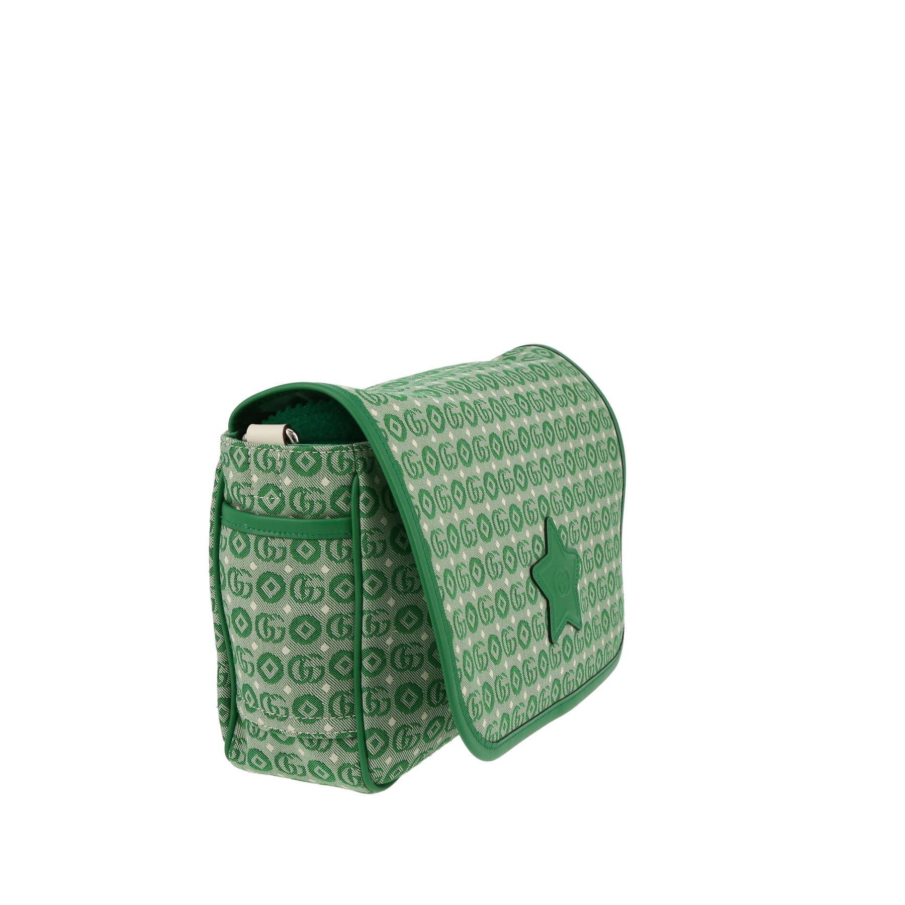 Sac bandoulière Gucci  Messenger en toile et cuir vert