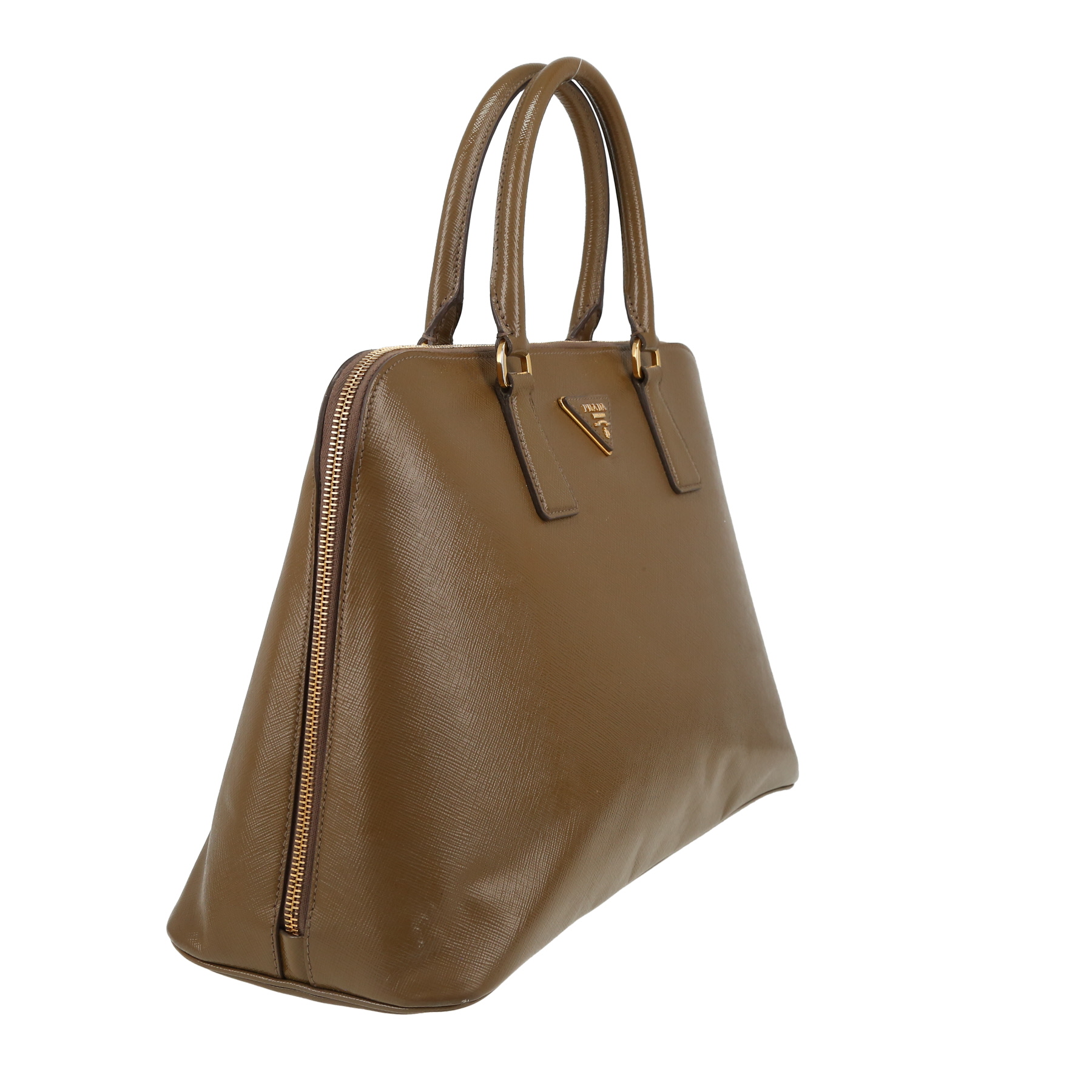 Sac à main Prada  Promenade en cuir verni vert-olive