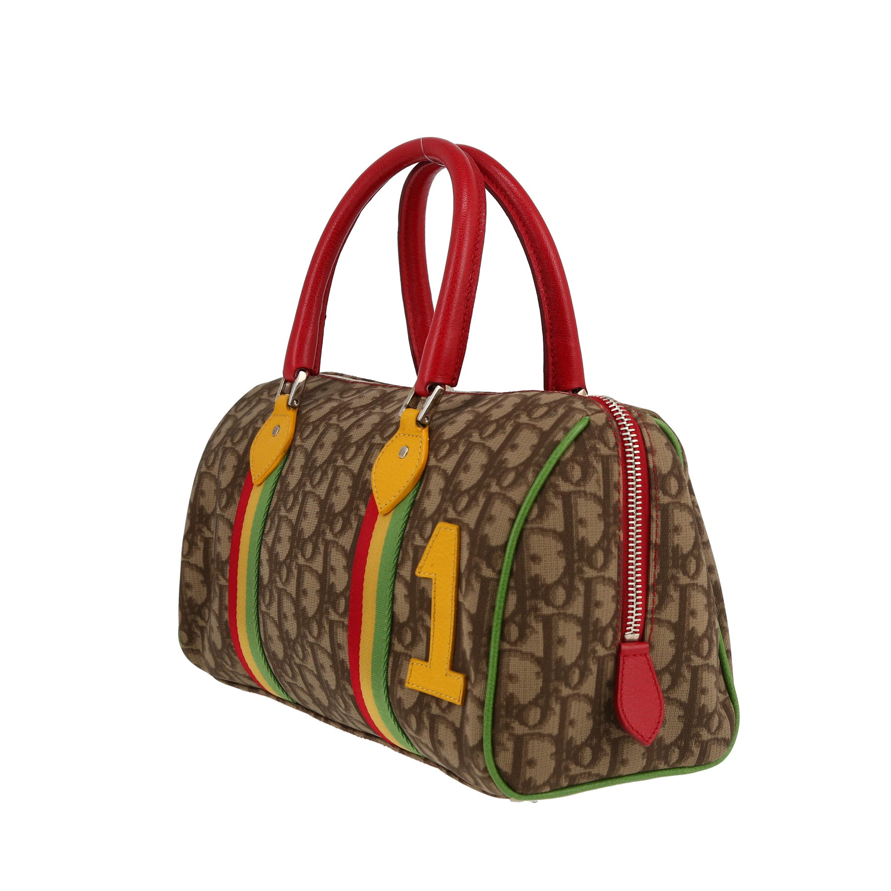 Dior  Rasta handbag  in brown monogram canvas  and red leather