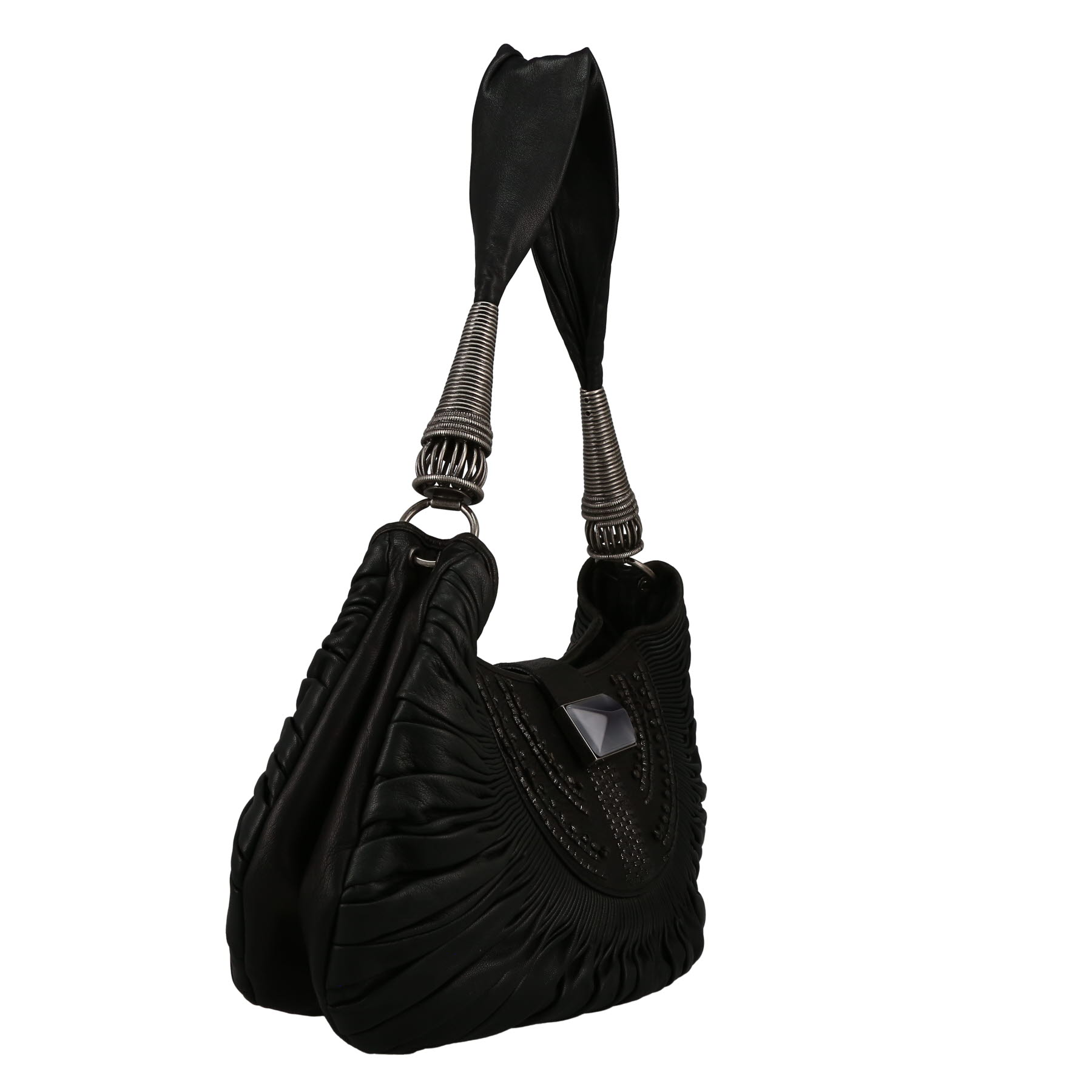 Dior  Plissé handbag  in black leather