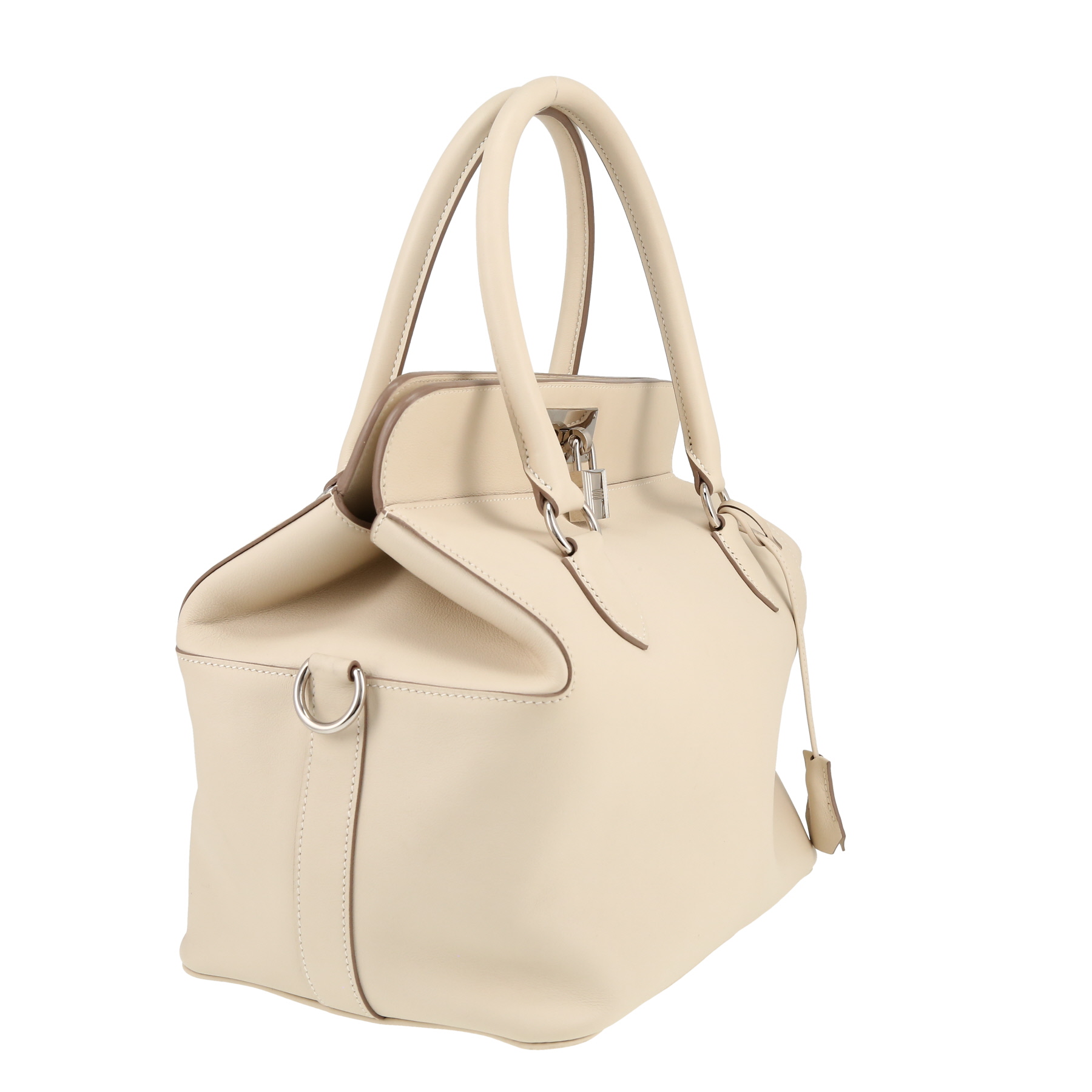Sac à main Hermès  Tool Box en cuir Swift Craie