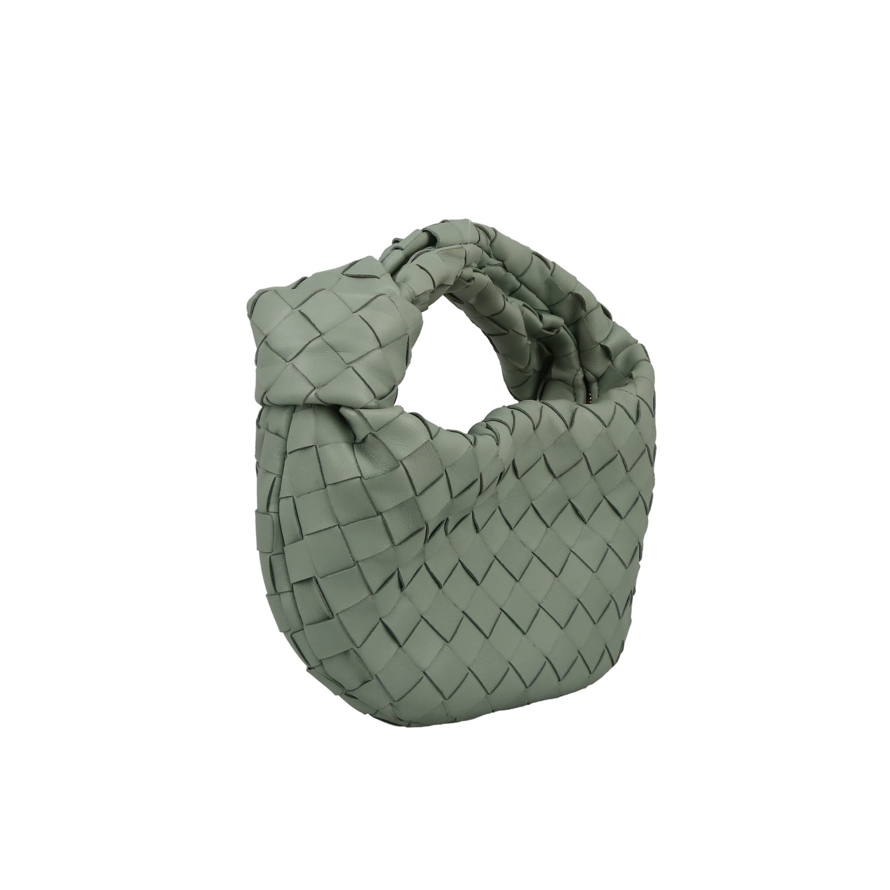 Bolso de mano Bottega Veneta  Mini Jodie en cuero intrecciato verde agua