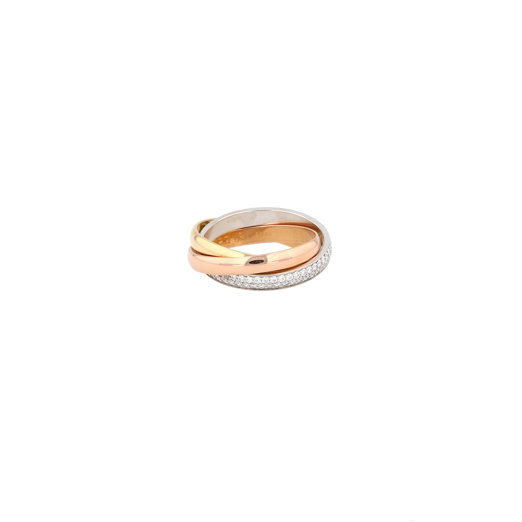Bague Cartier Trinity petit modèle en 3 ors et diamants
