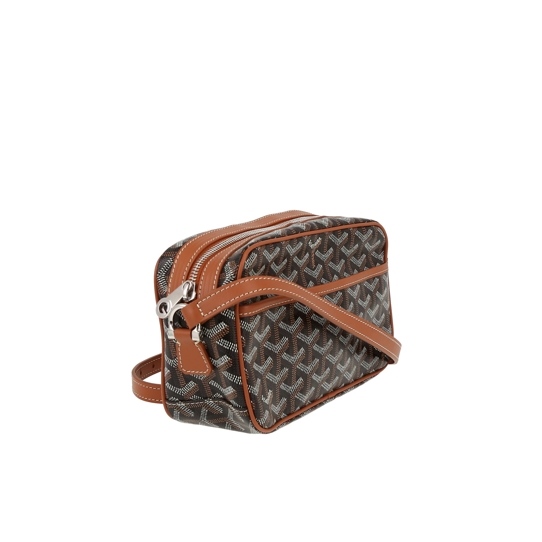 Goyard  Cap vert shoulder bag  in black Goyard canvas  and brown leather
