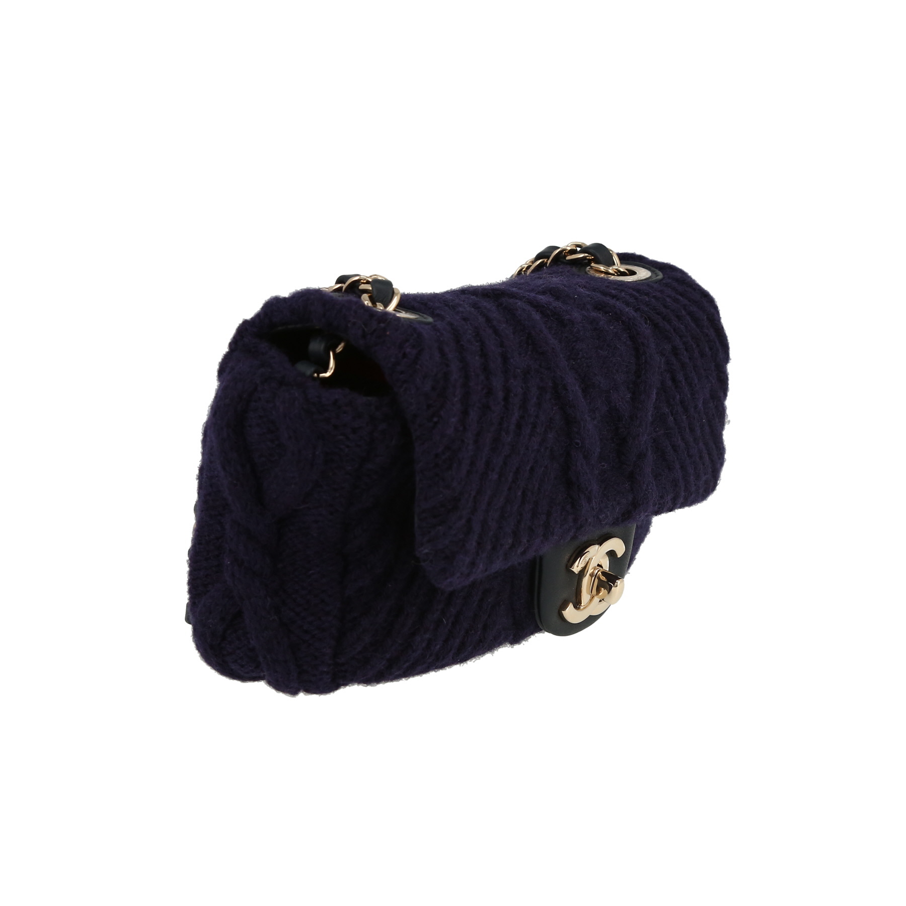 Chanel  Mini Timeless shoulder bag  in navy blue jersey